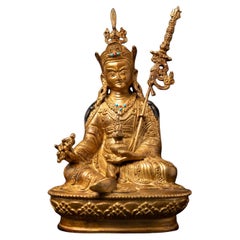 Fin du 20e siècle Statue en bronze ancien de Padmasambhava du Népal