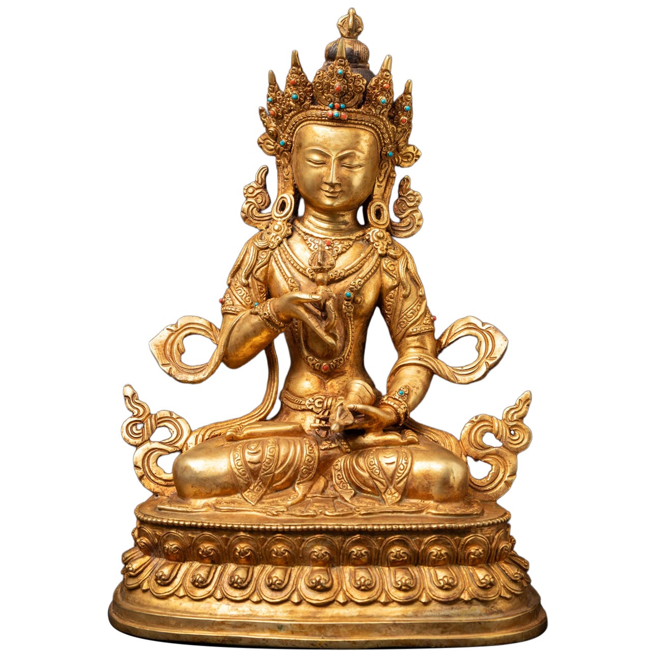 Late 20th century Old bronze Nepali Vajrasattva statue from Nepal