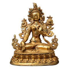 Late 20th century Old bronze Nepali White Tara statue from Nepal