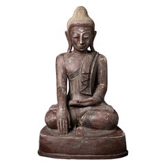 Late 20th century Old Burmese lacquerware Buddha statue from Burma