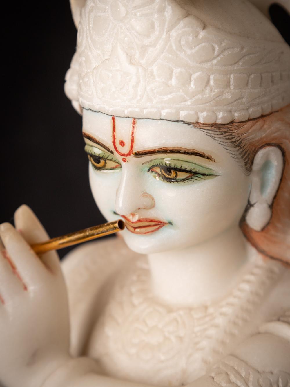 Marble Late 20th century old marble Krishna statue from India  OriginalBuddhas For Sale