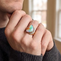 Opal- und Diamantring aus dem späten 20. Jahrhundert, um die 1970er Jahre