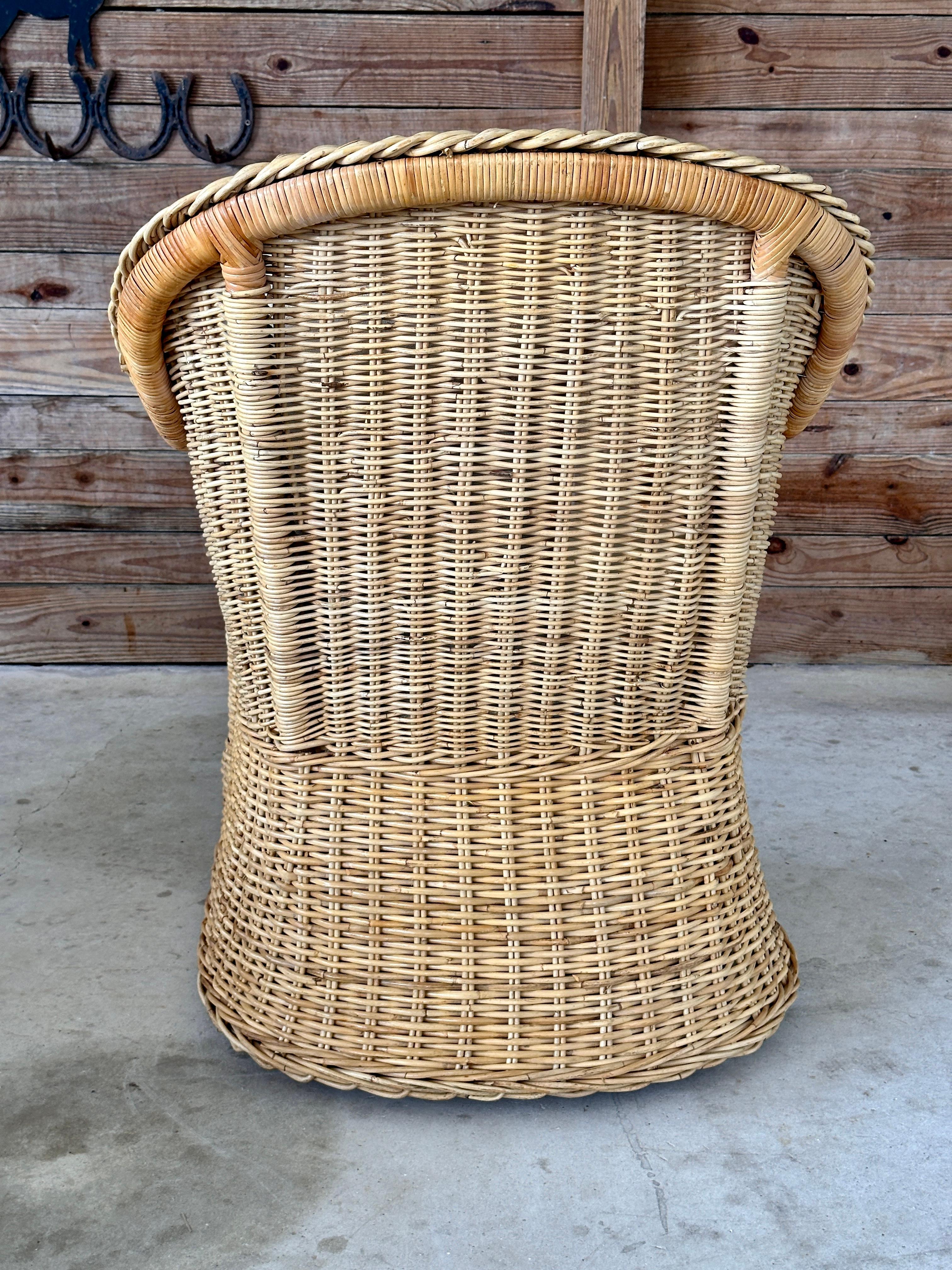 Late 20th Century Organic Modern Coastal Large Braid Rattan Side Chair 5