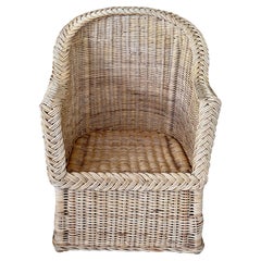 Late 20th Century Organic Modern Coastal Large Braid Rattan Side Chair