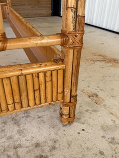 Late 20th Century Organic Modern Coastal Rattan Four Poster Queen Bed by Milling