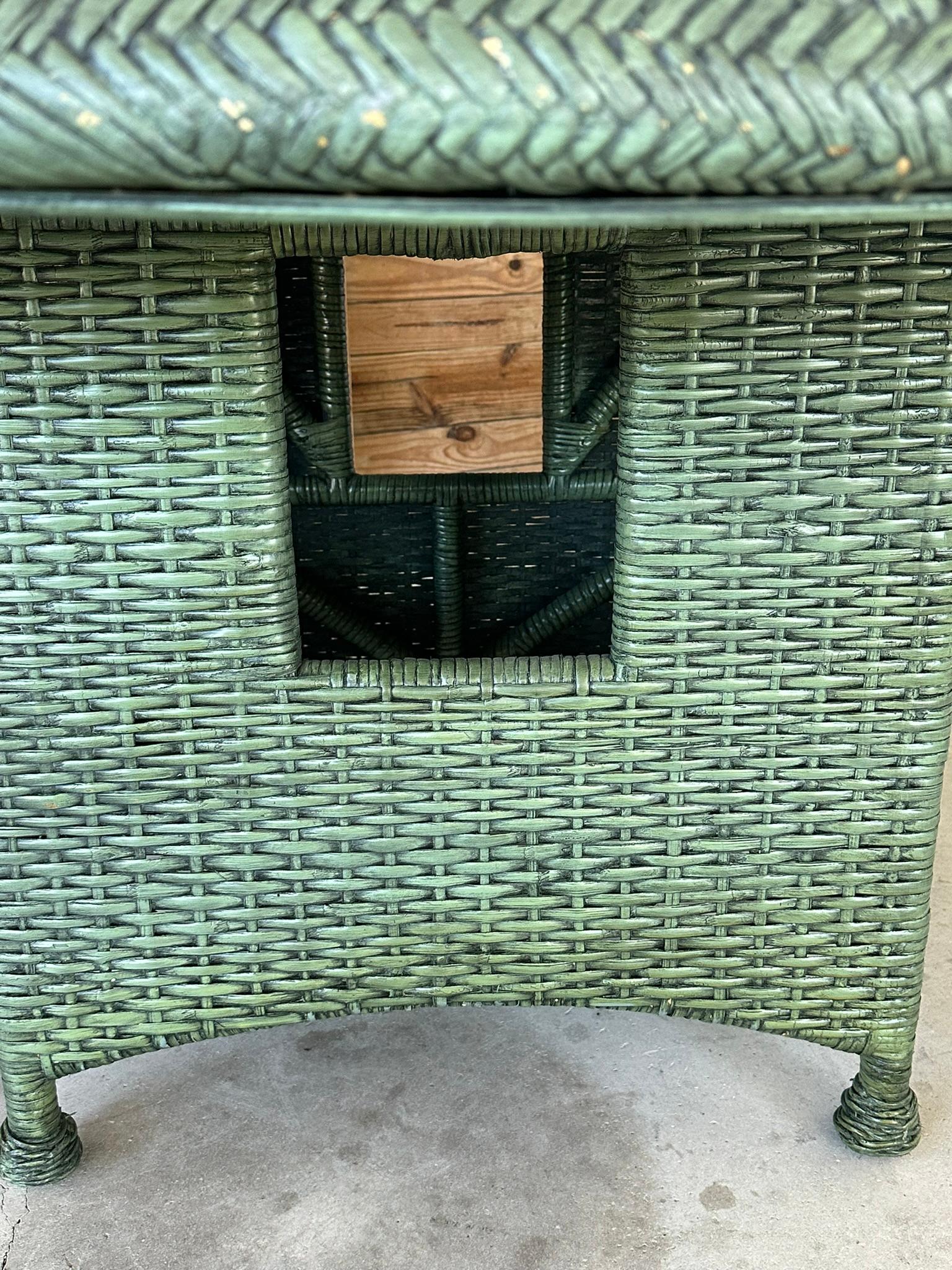 Late 20th Century Organic Modern Coastal Rattan Weave Round Dining Table Mcguire 5