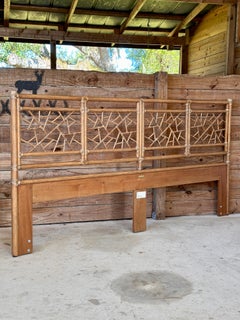 Late 20th Century organic Modern "Cracked Ice" Rattan King Headboard by McGuire