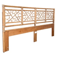 Late 20th Century organic Modern "Cracked Ice" Rattan King Headboard by McGuire