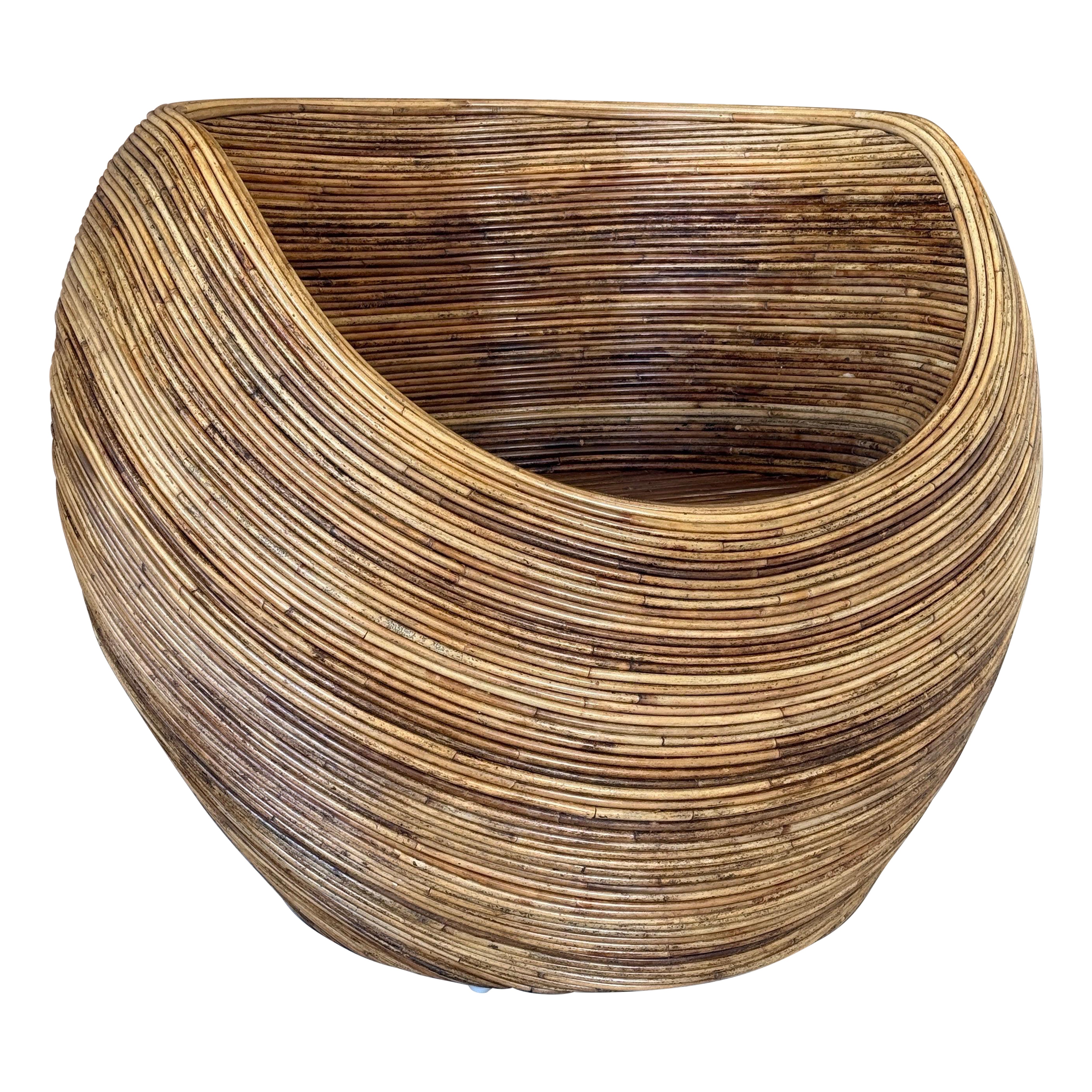 Späte 20. Jahrhundert Bio Modern Bleistift Rattan Egg Pod Wanne Stuhl im Angebot