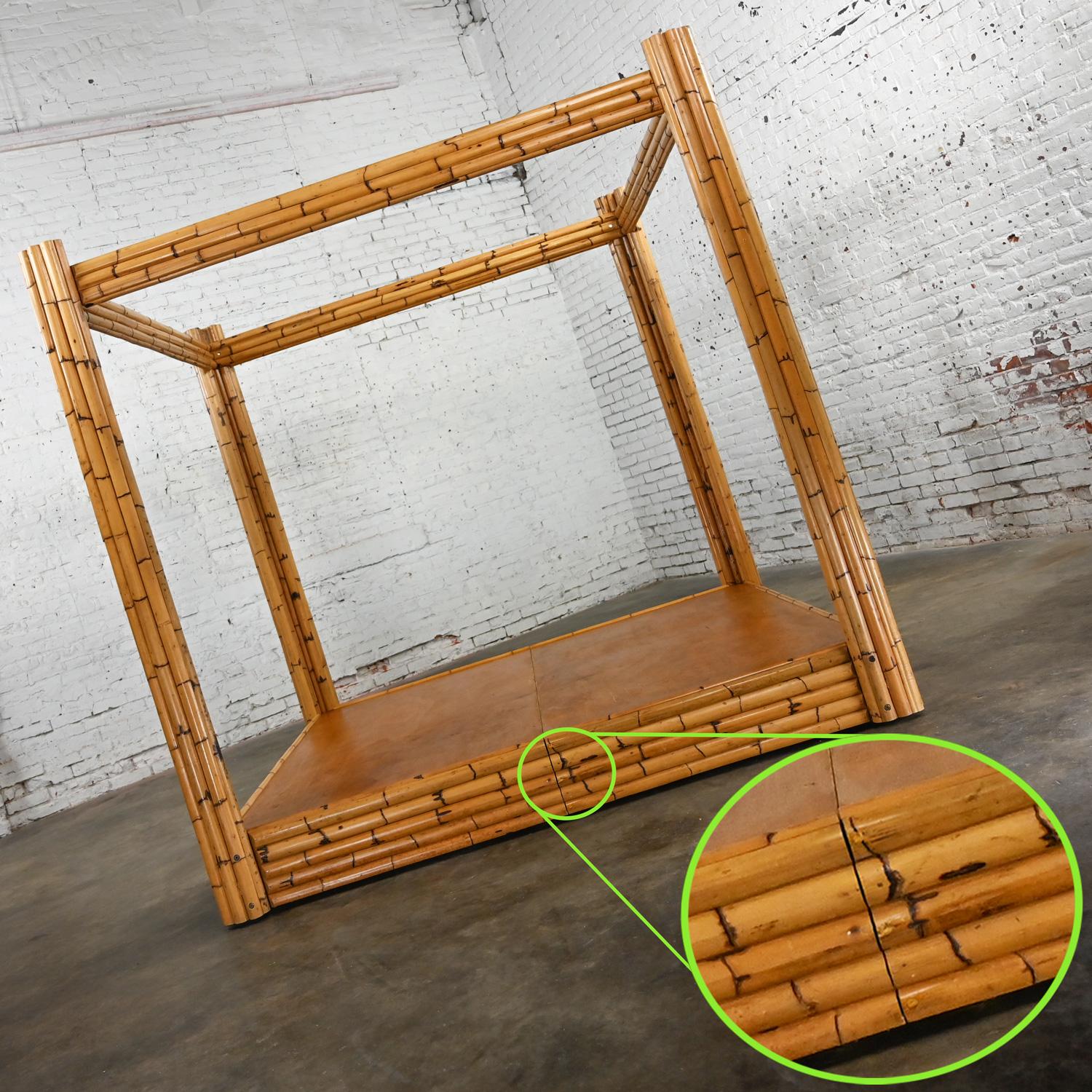 Late 20th Century Organic Modern Rattan King 4 Post Canopy Platform Bed  For Sale 9