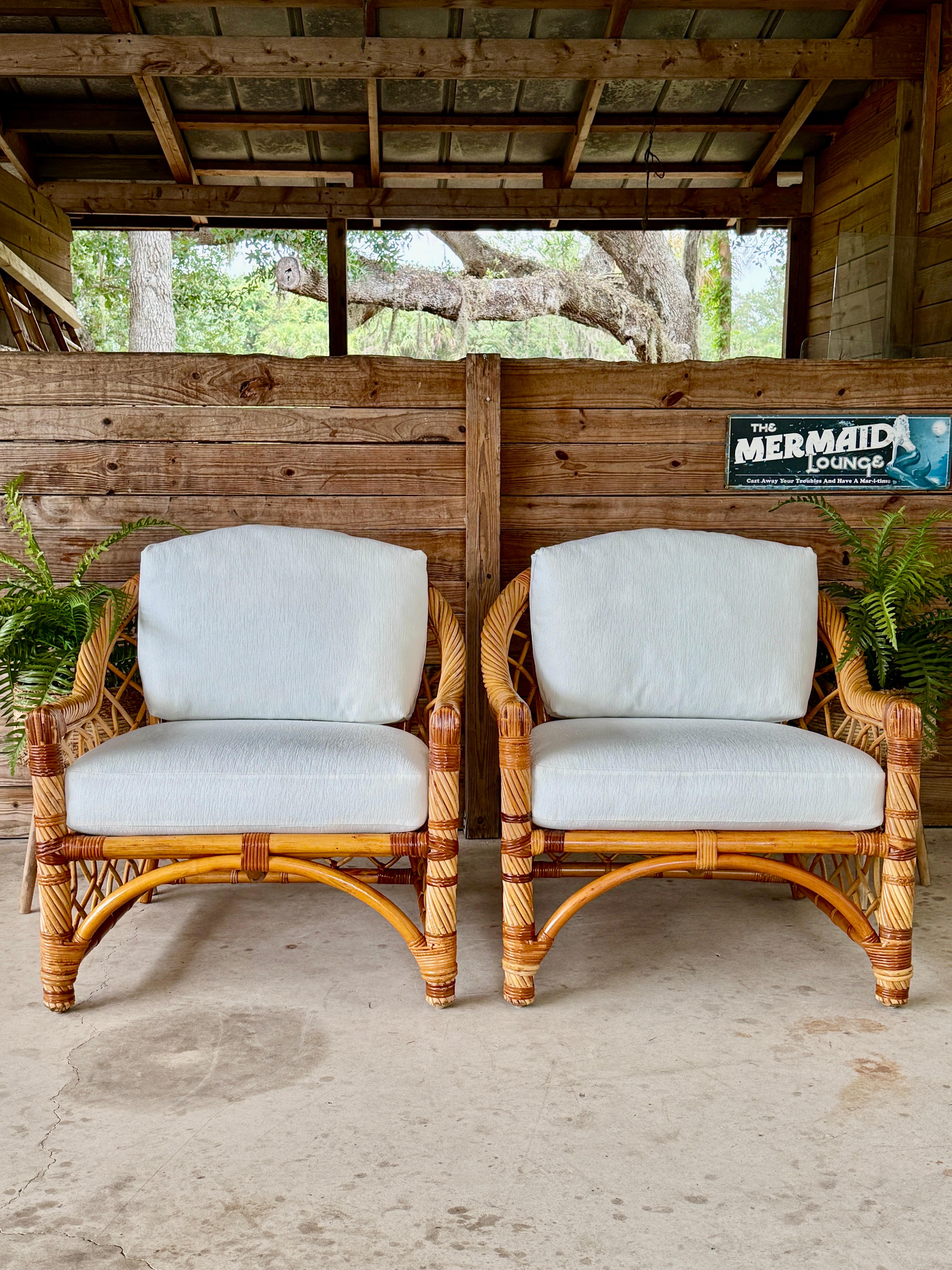 Sedie da salotto in rattan Twist restaurate di fine XX secolo, con un design personalizzato. in vendita 9