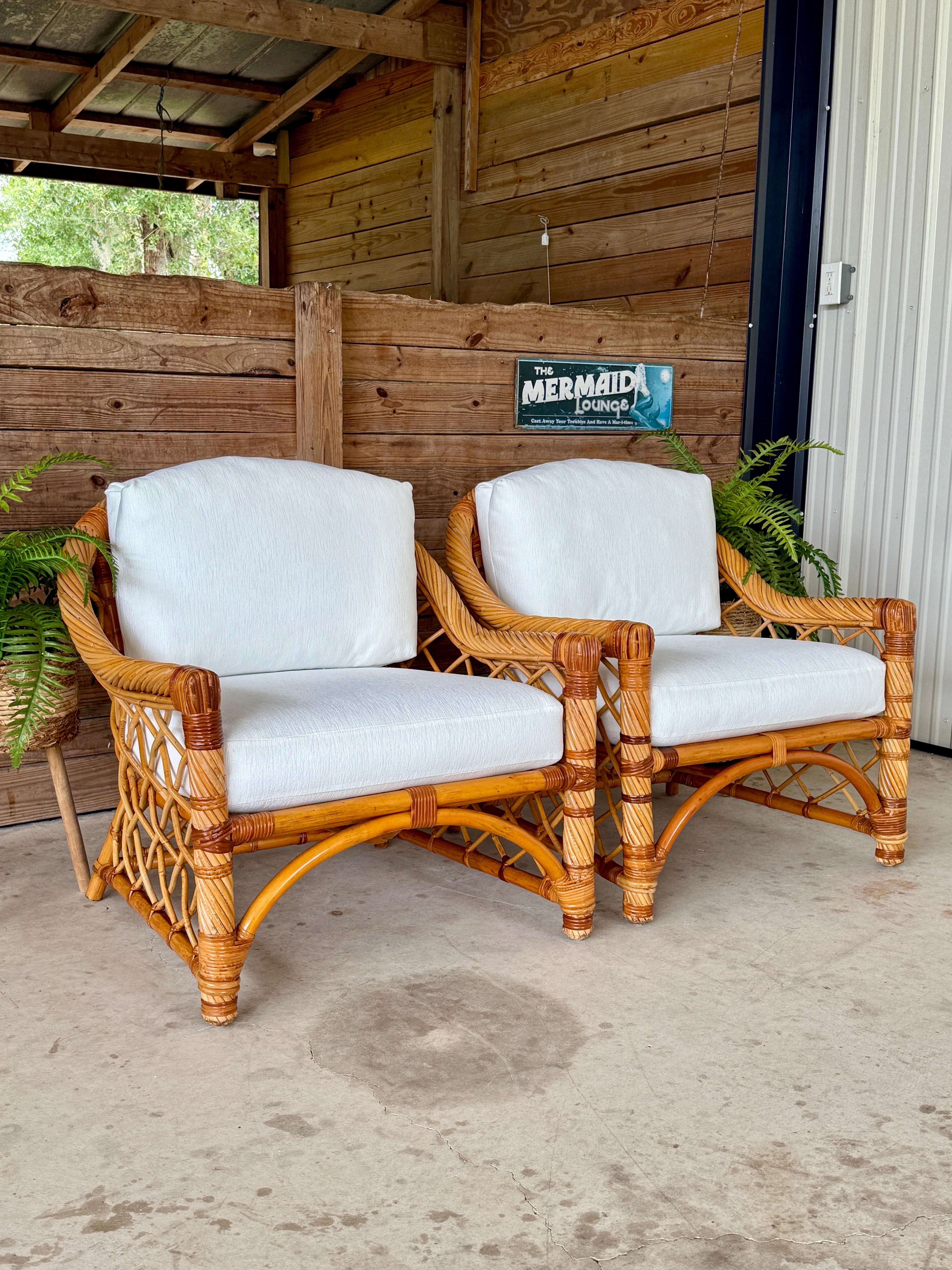 Sedie da salotto in rattan Twist restaurate di fine XX secolo, con un design personalizzato. in vendita 10