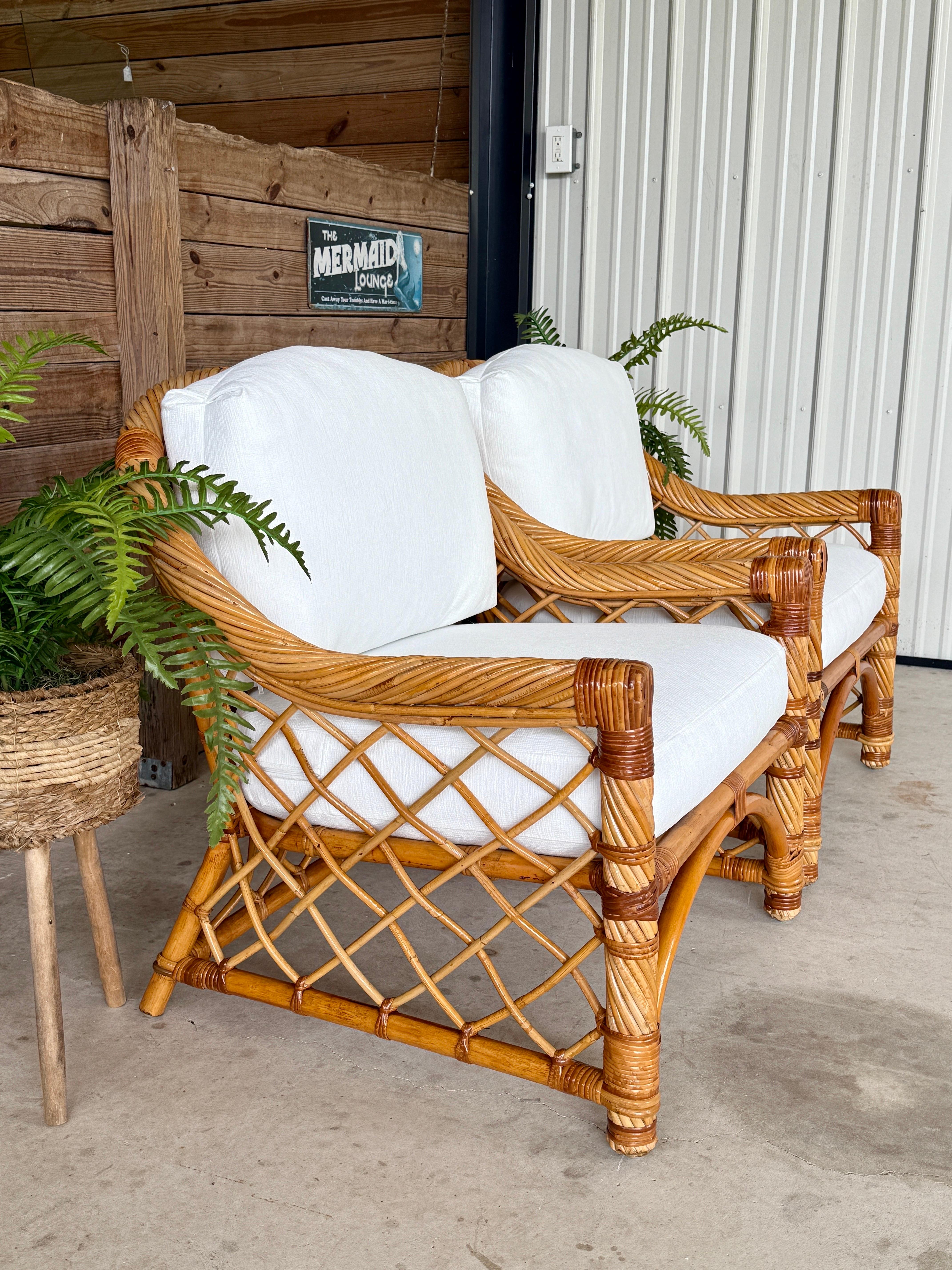 Sedie da salotto in rattan Twist restaurate di fine XX secolo, con un design personalizzato. in vendita 11