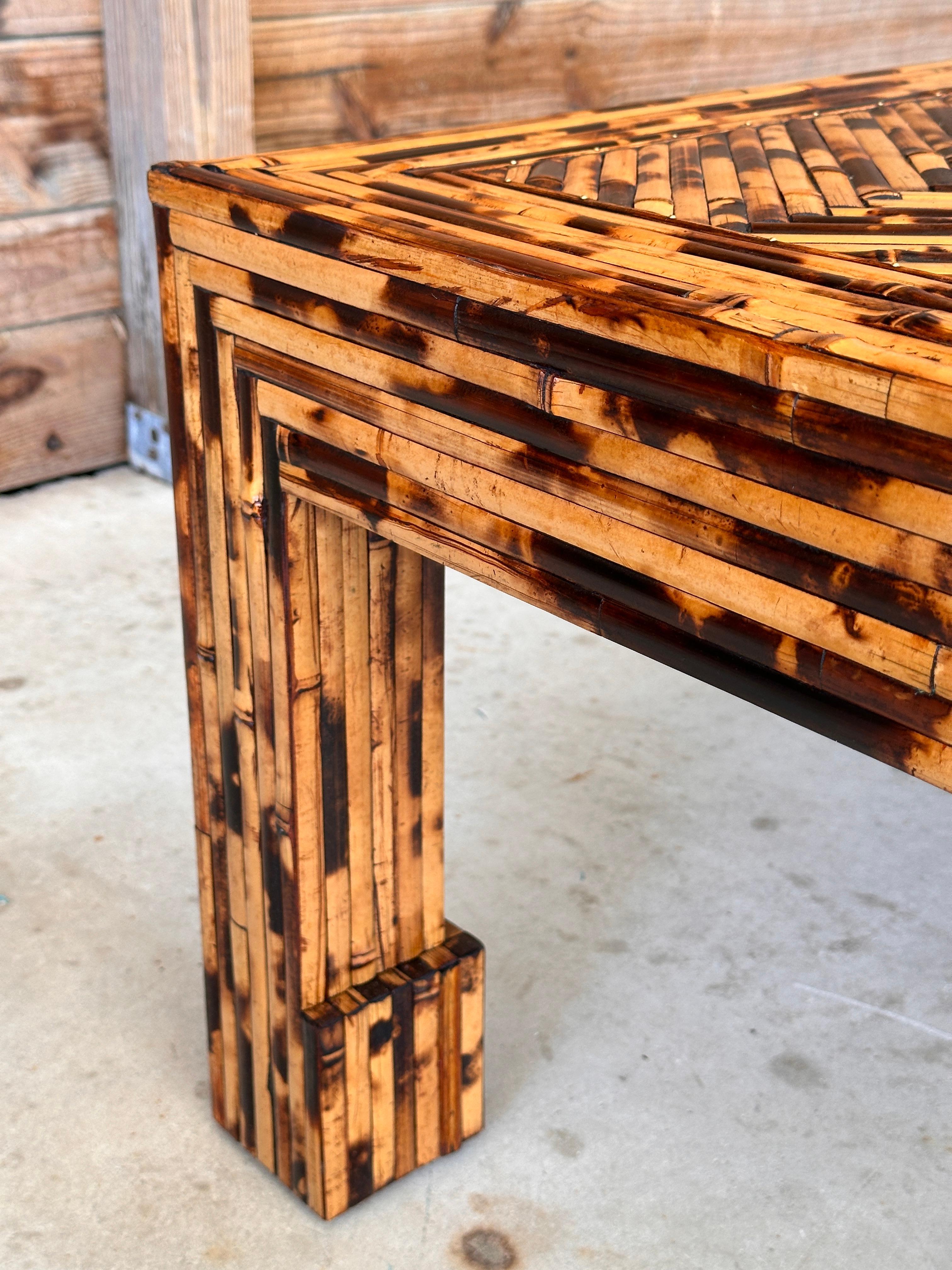 Late 20th Century Organic Modern Split Burnt Bamboo Table by Harrison Van Horn 5