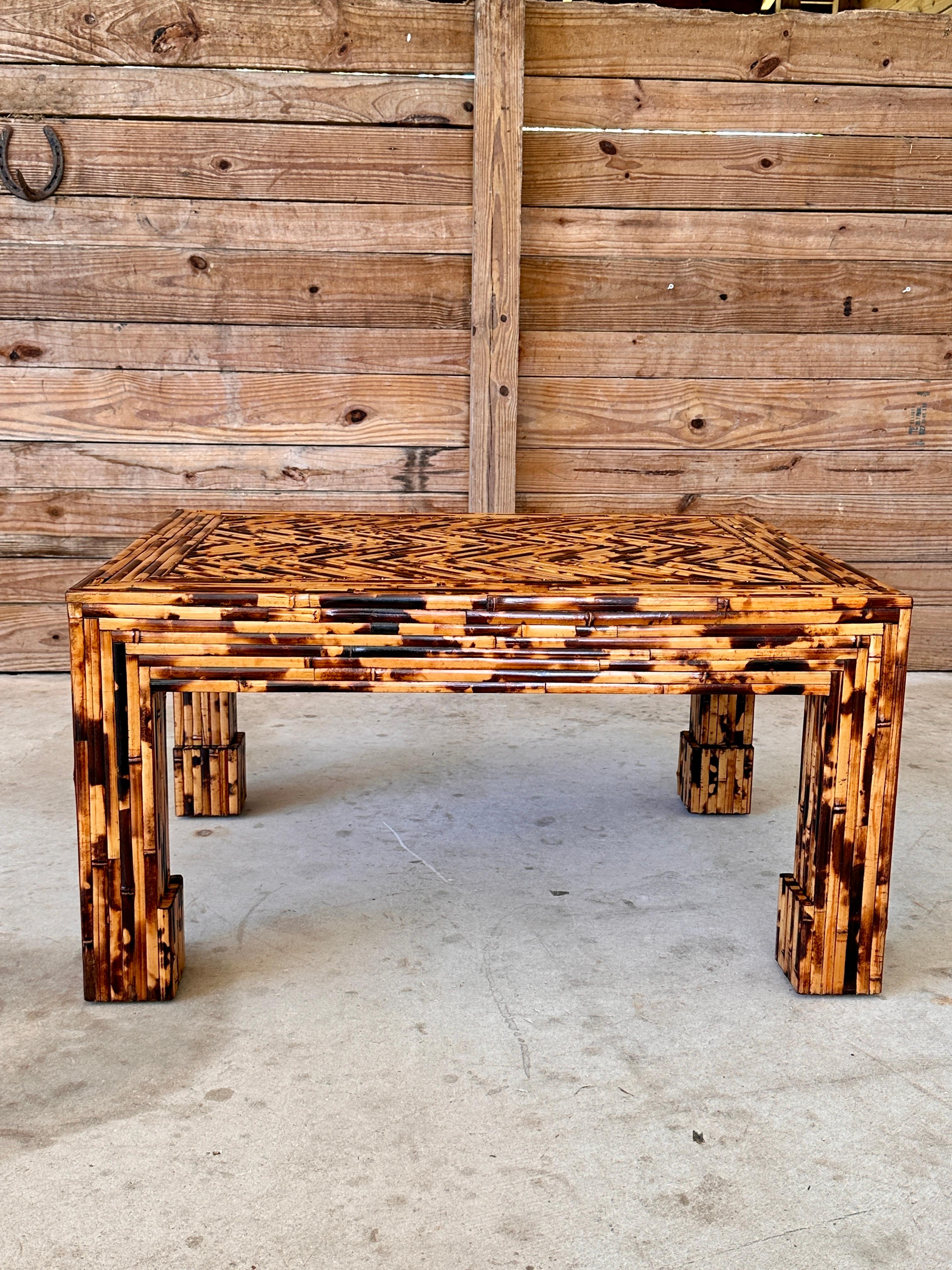 Late 20th Century Organic Modern Split Burnt Bamboo Table by Harrison Van Horn 7