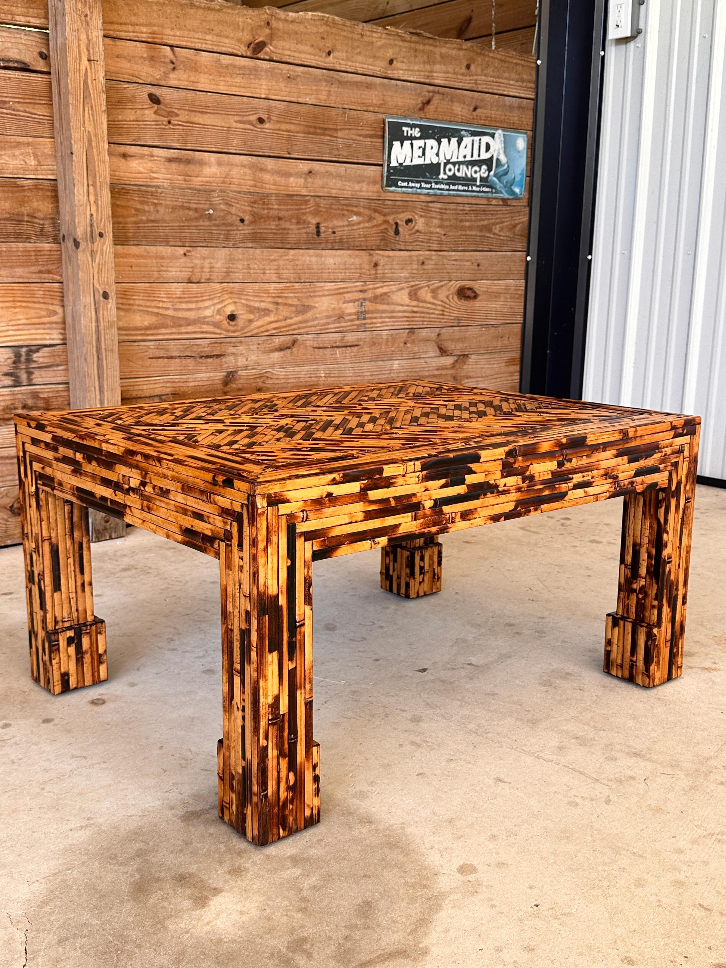 Late 20th Century Organic Modern Split Burnt Bamboo Table by Harrison Van Horn 8