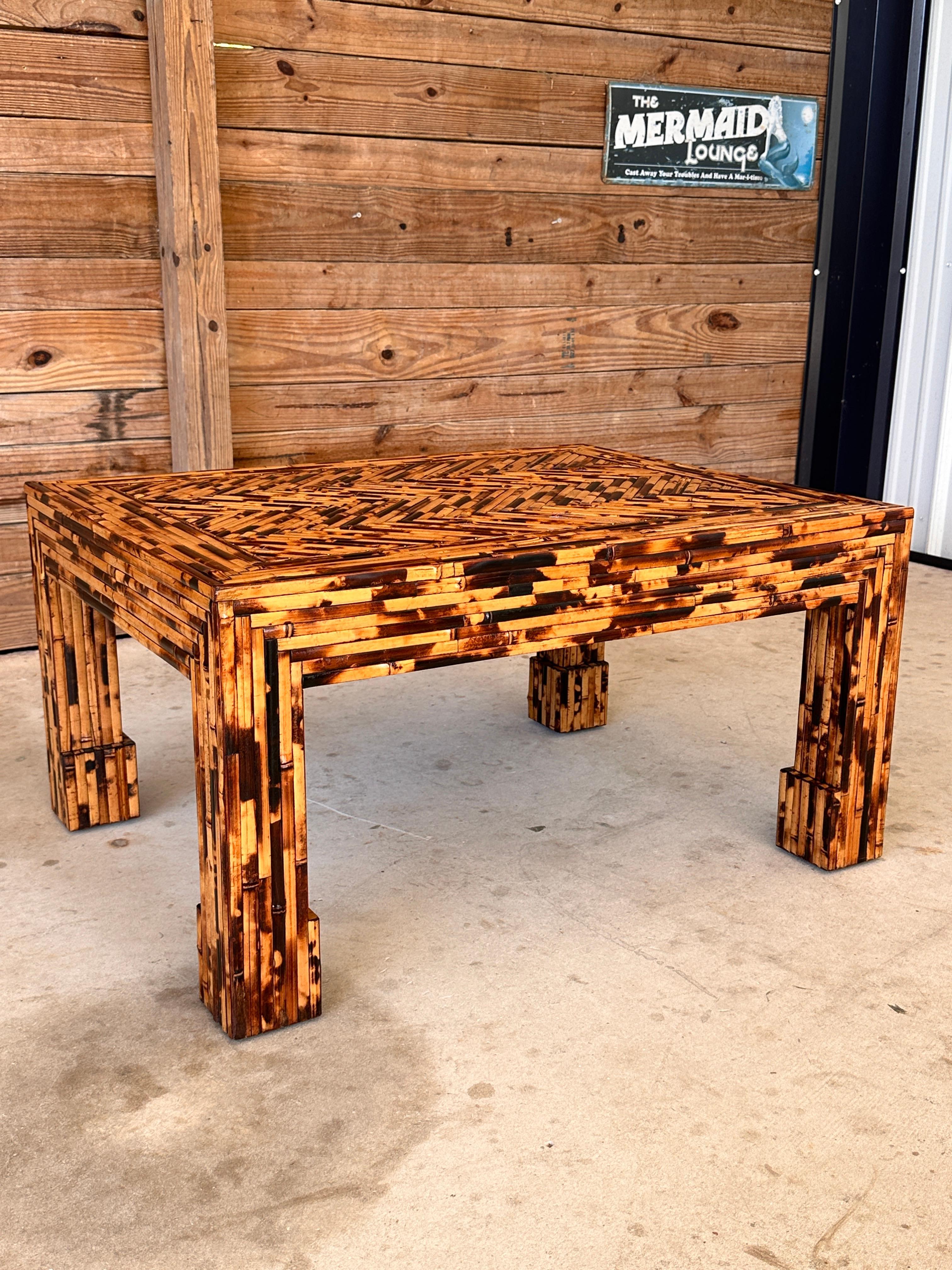 Late 20th Century Organic Modern Split Burnt Bamboo Table by Harrison Van Horn 9