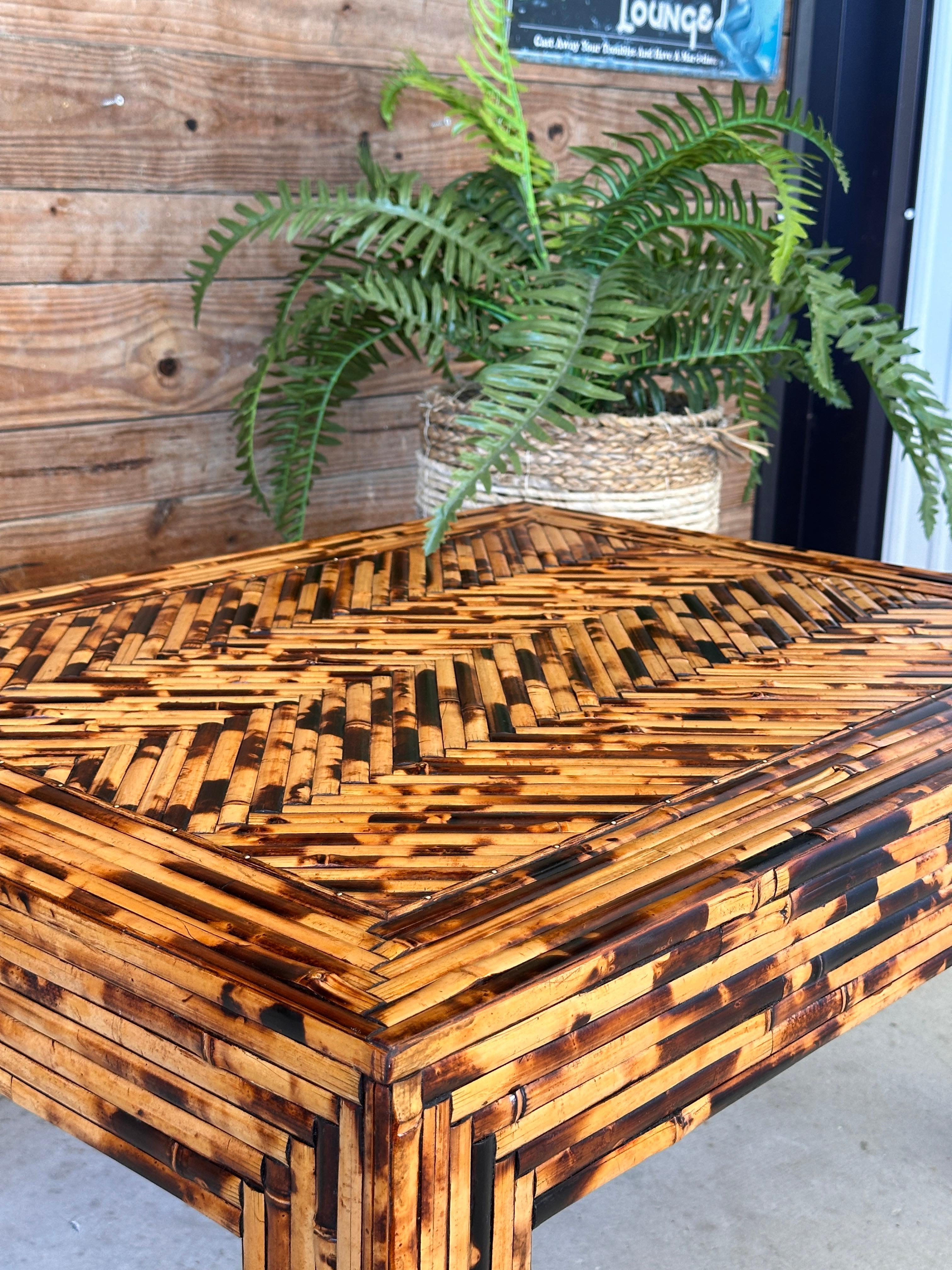 Late 20th Century Organic Modern Split Burnt Bamboo Table by Harrison Van Horn 11