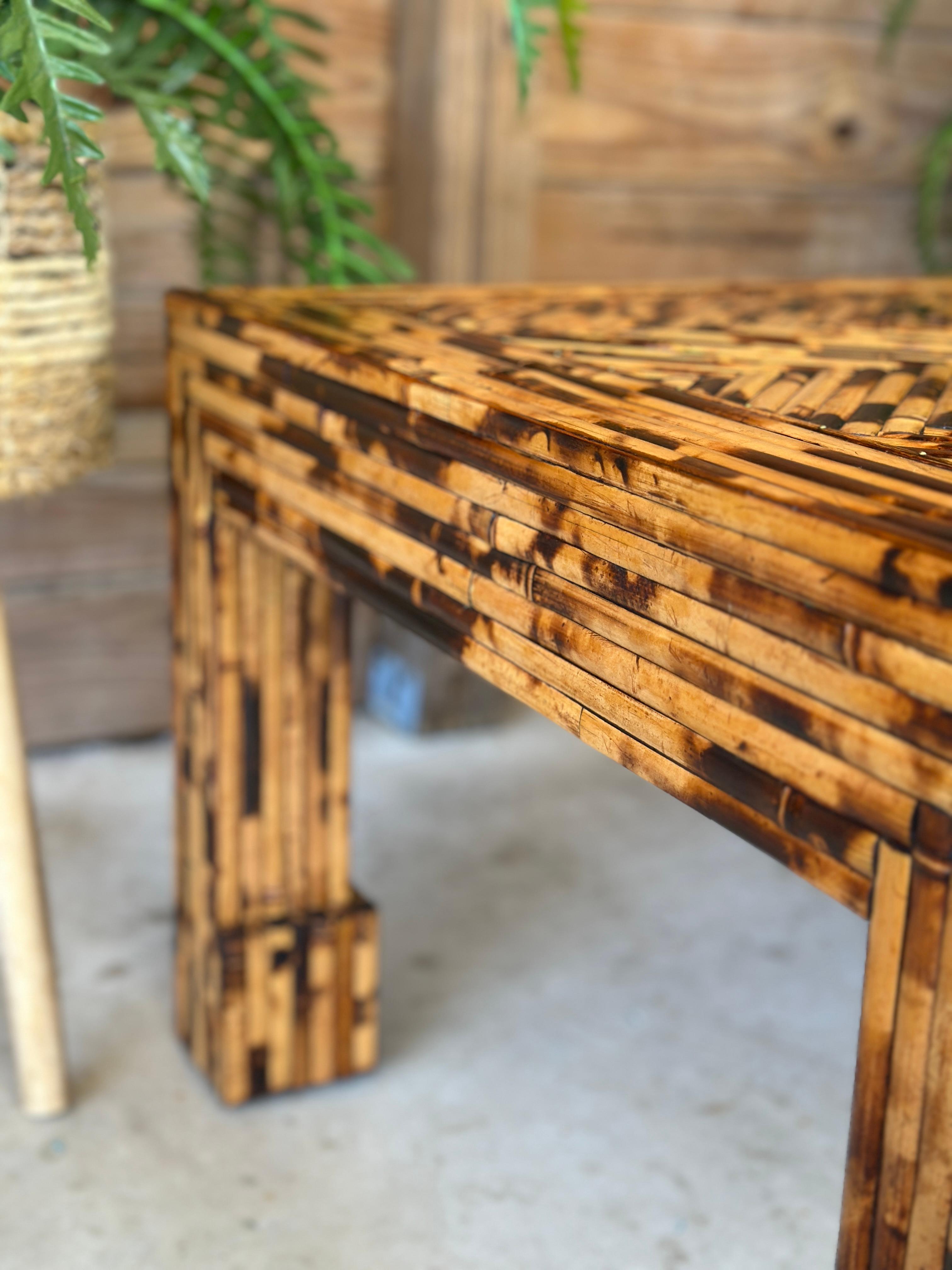 Late 20th Century Organic Modern Split Burnt Bamboo Table by Harrison Van Horn 12
