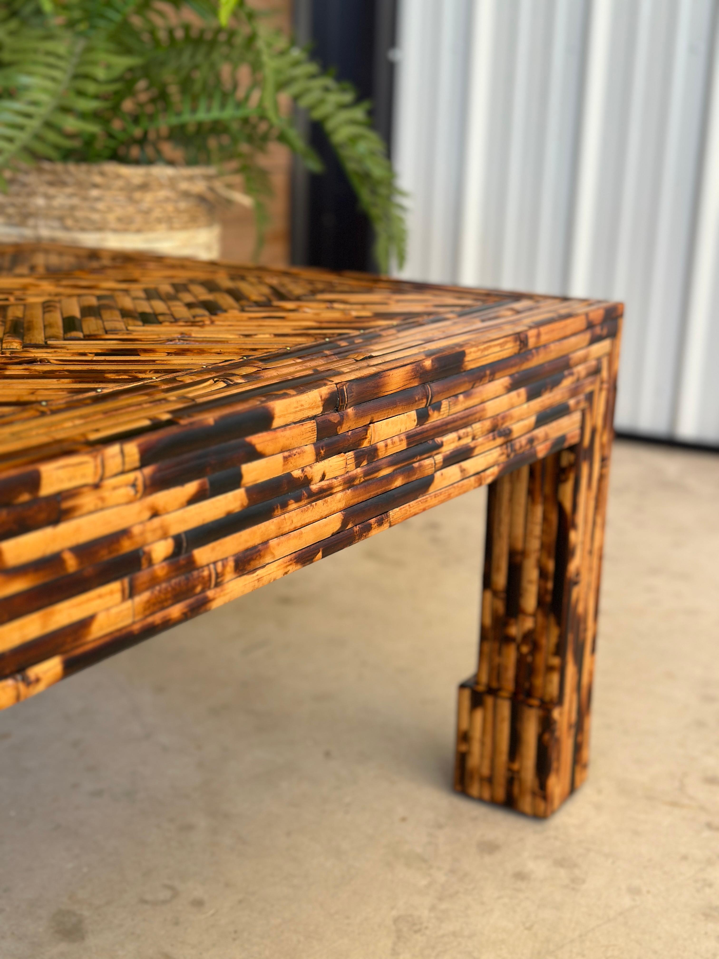 Late 20th Century Organic Modern Split Burnt Bamboo Table by Harrison Van Horn 13