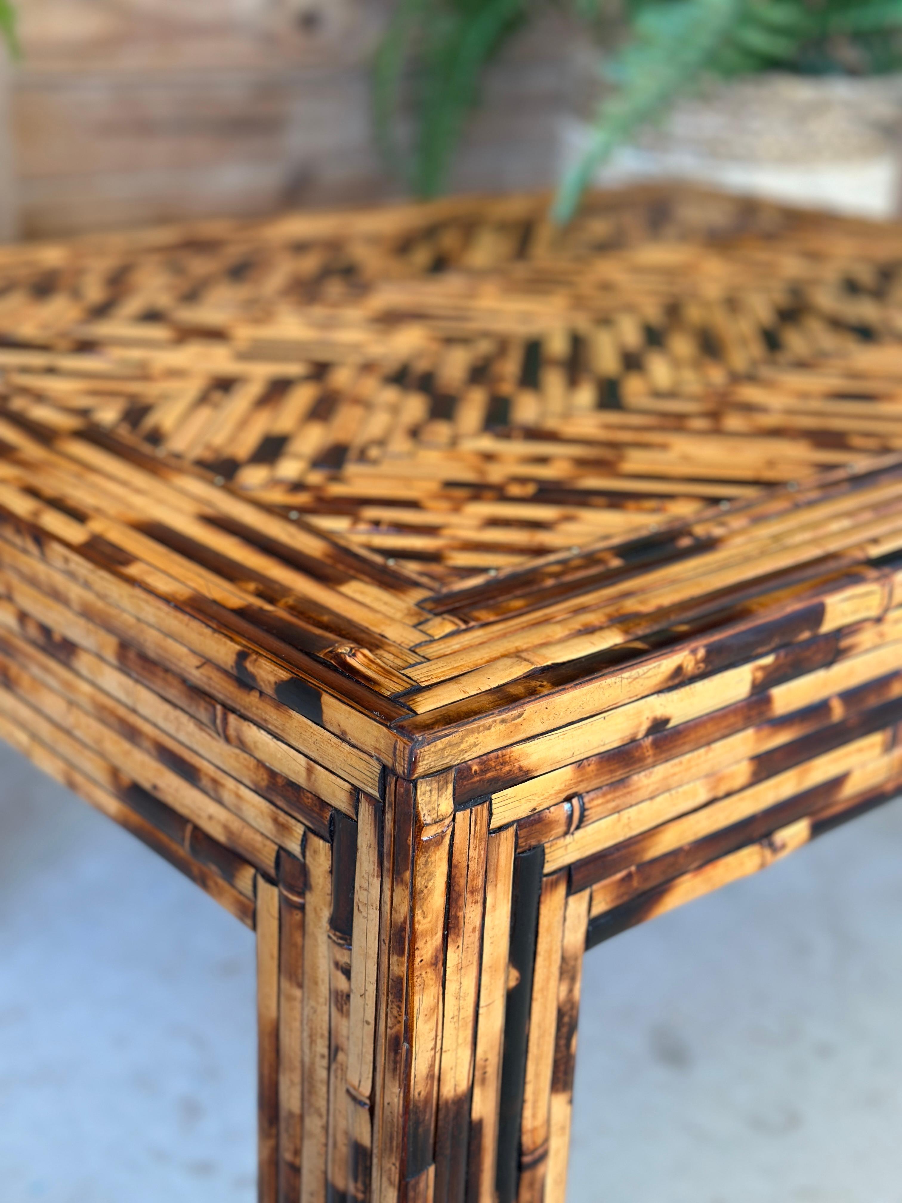 Late 20th Century Organic Modern Split Burnt Bamboo Table by Harrison Van Horn 14
