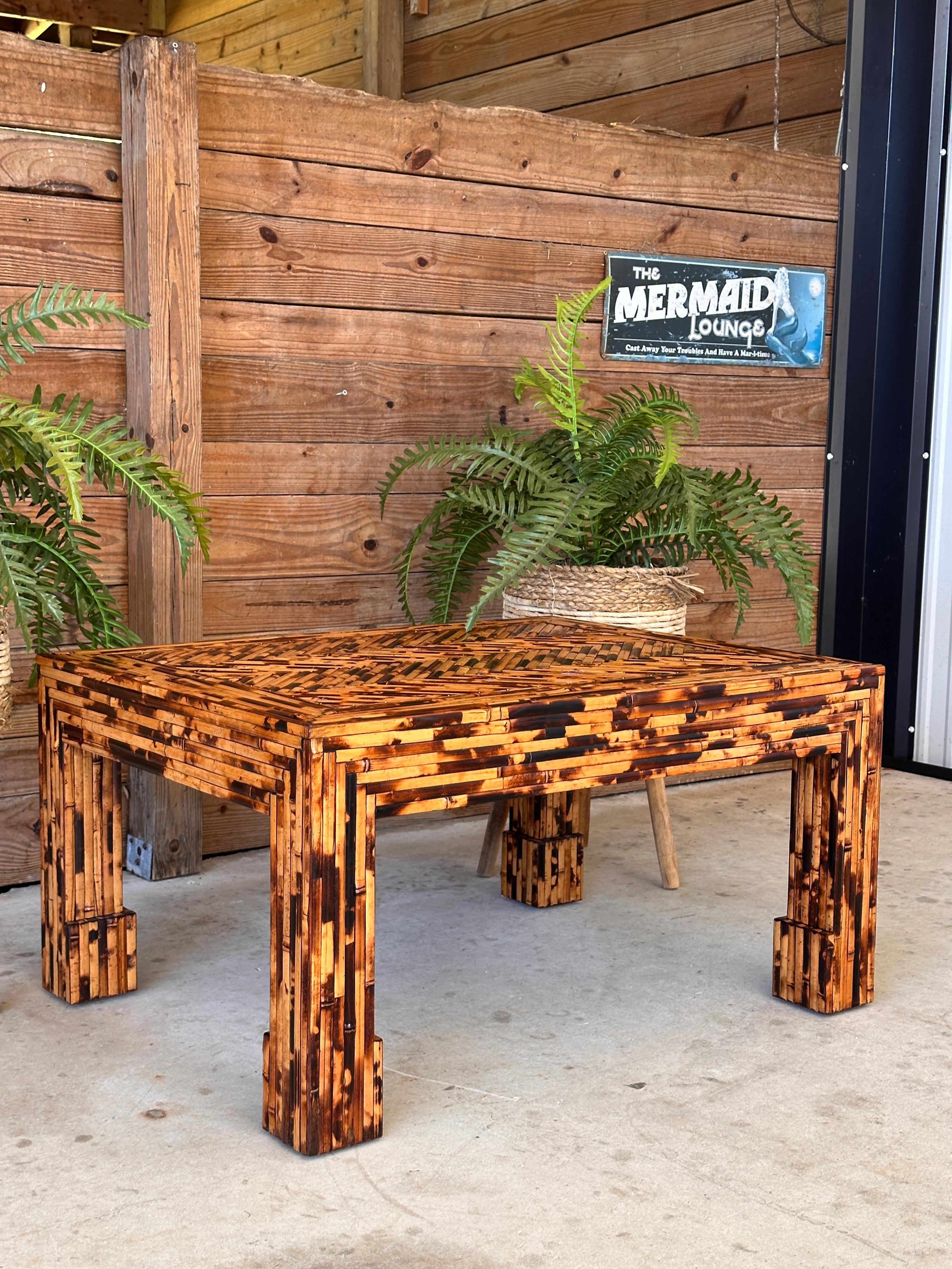Late 20th Century Organic Modern Split Burnt Bamboo Table by Harrison Van Horn 15