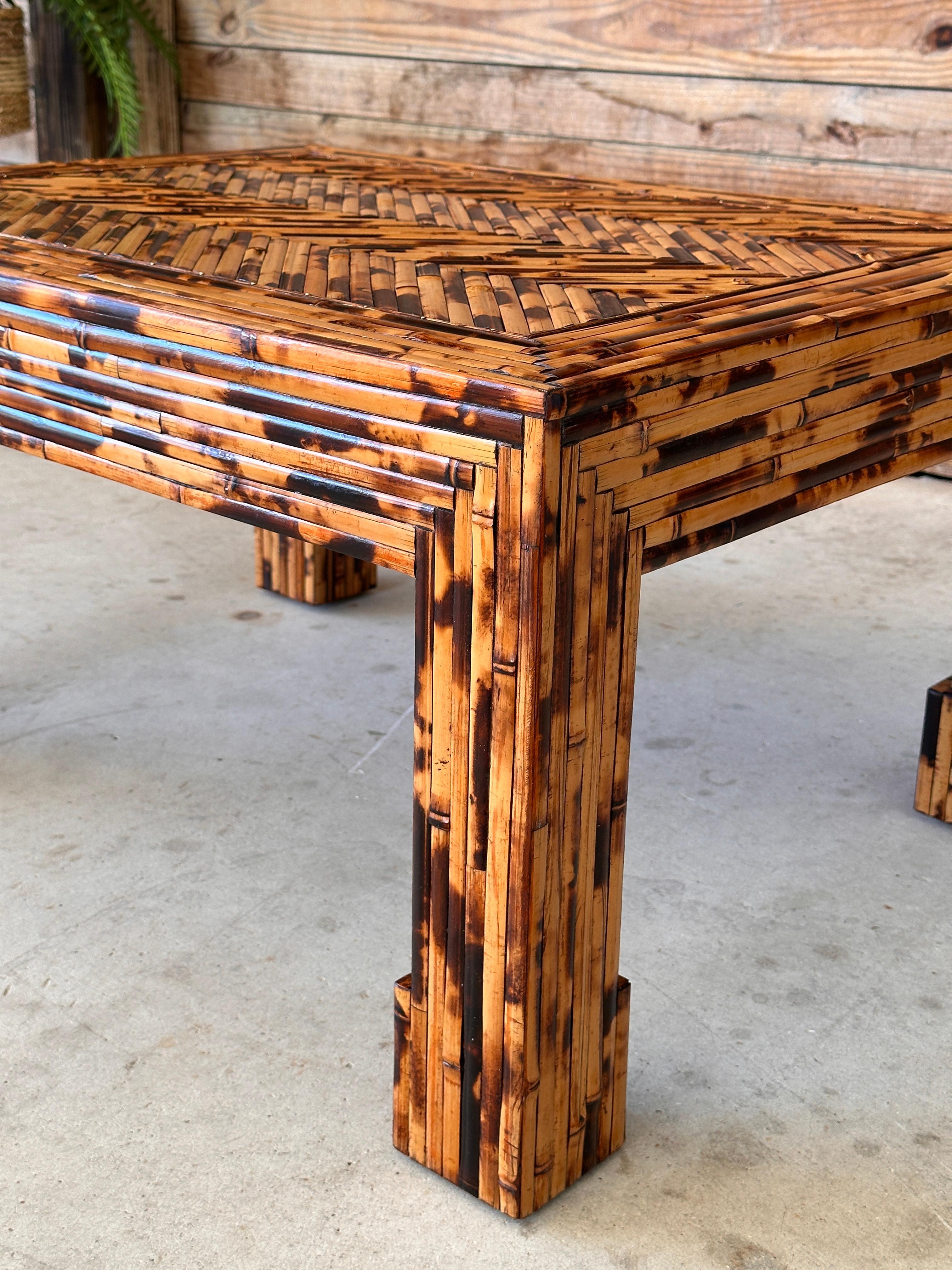 Hand-Crafted Late 20th Century Organic Modern Split Burnt Bamboo Table by Harrison Van Horn