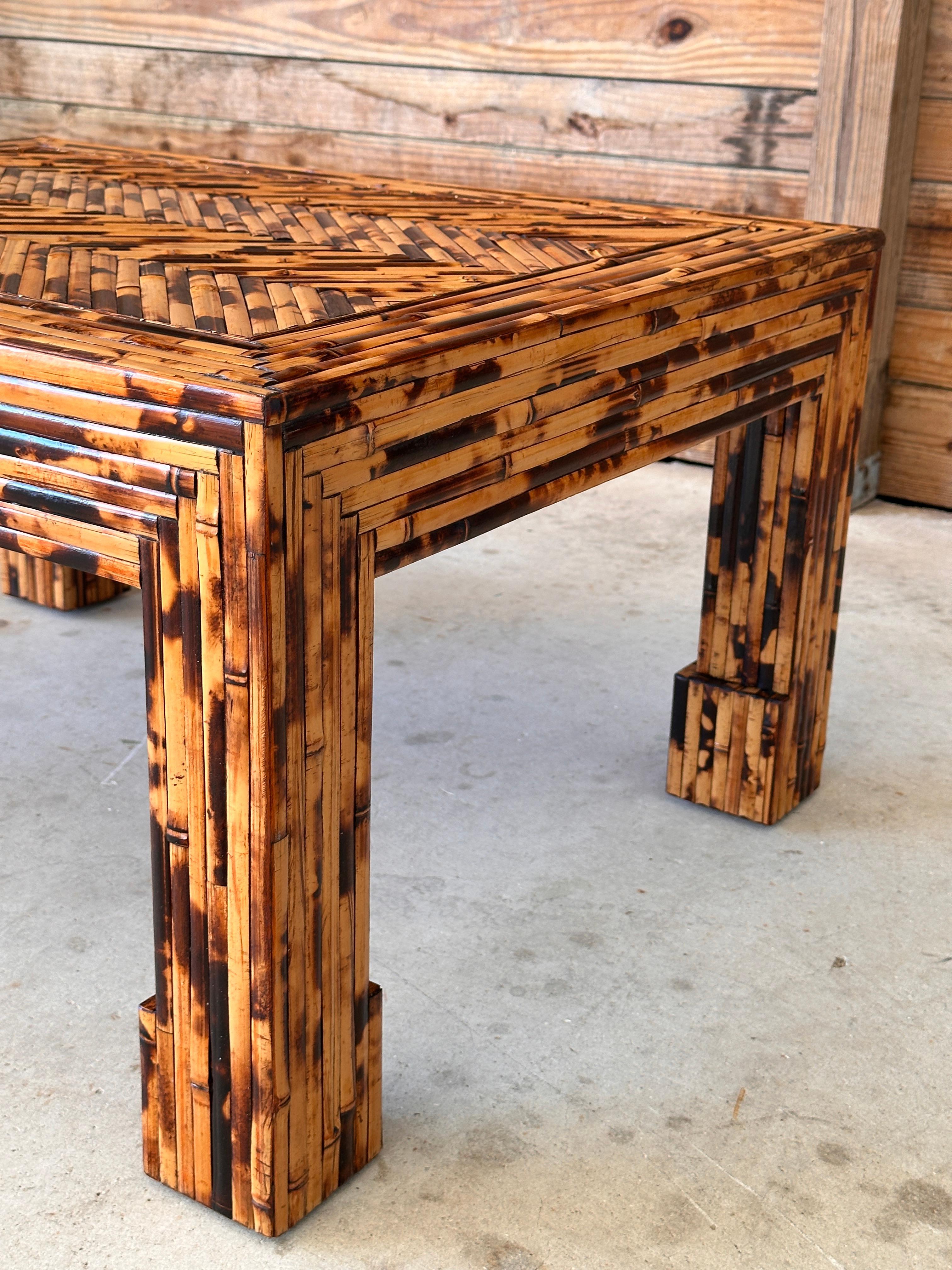 Late 20th Century Organic Modern Split Burnt Bamboo Table by Harrison Van Horn In Good Condition In North Fort Myers, FL