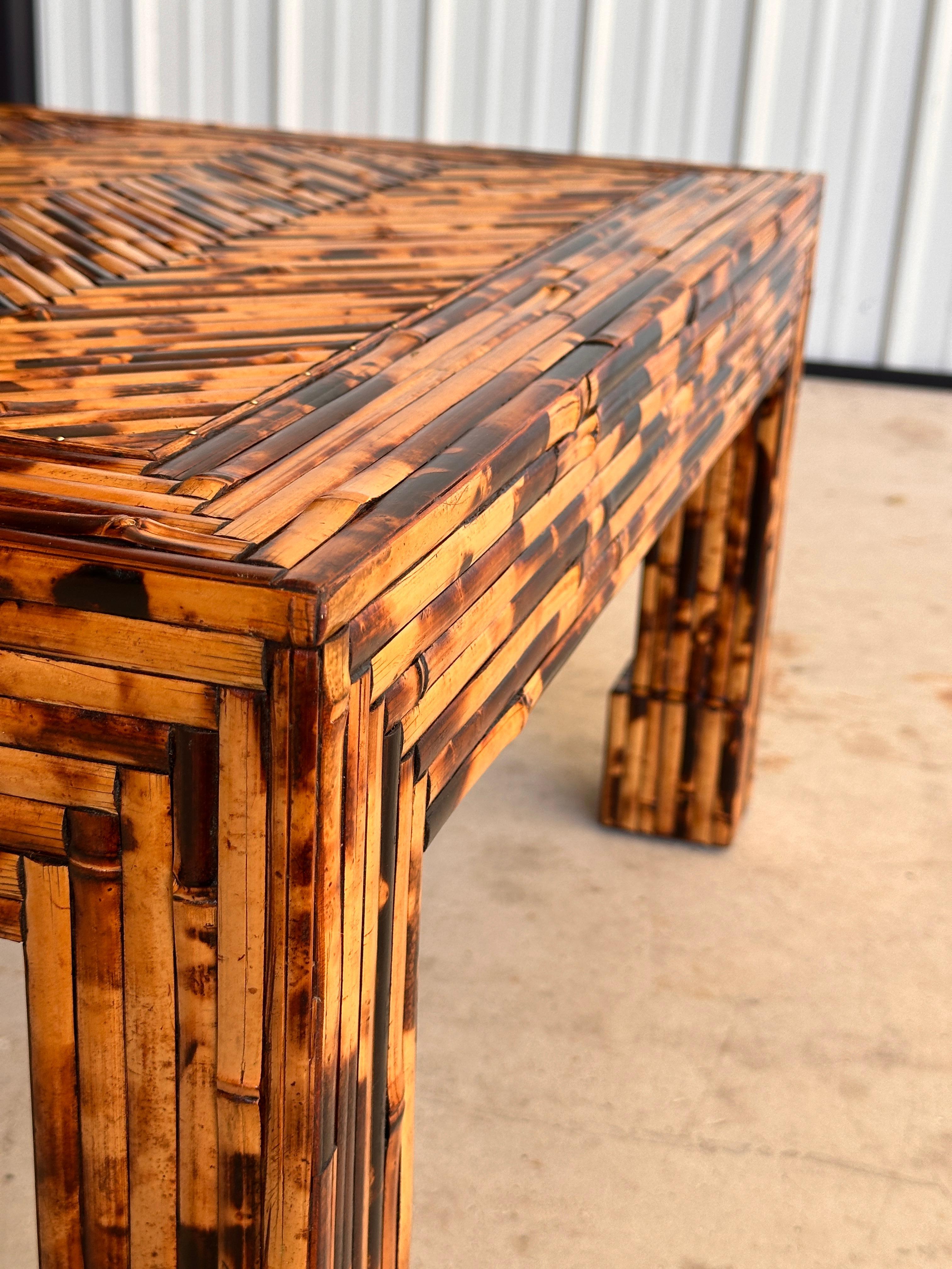 Late 20th Century Organic Modern Split Burnt Bamboo Table by Harrison Van Horn 4