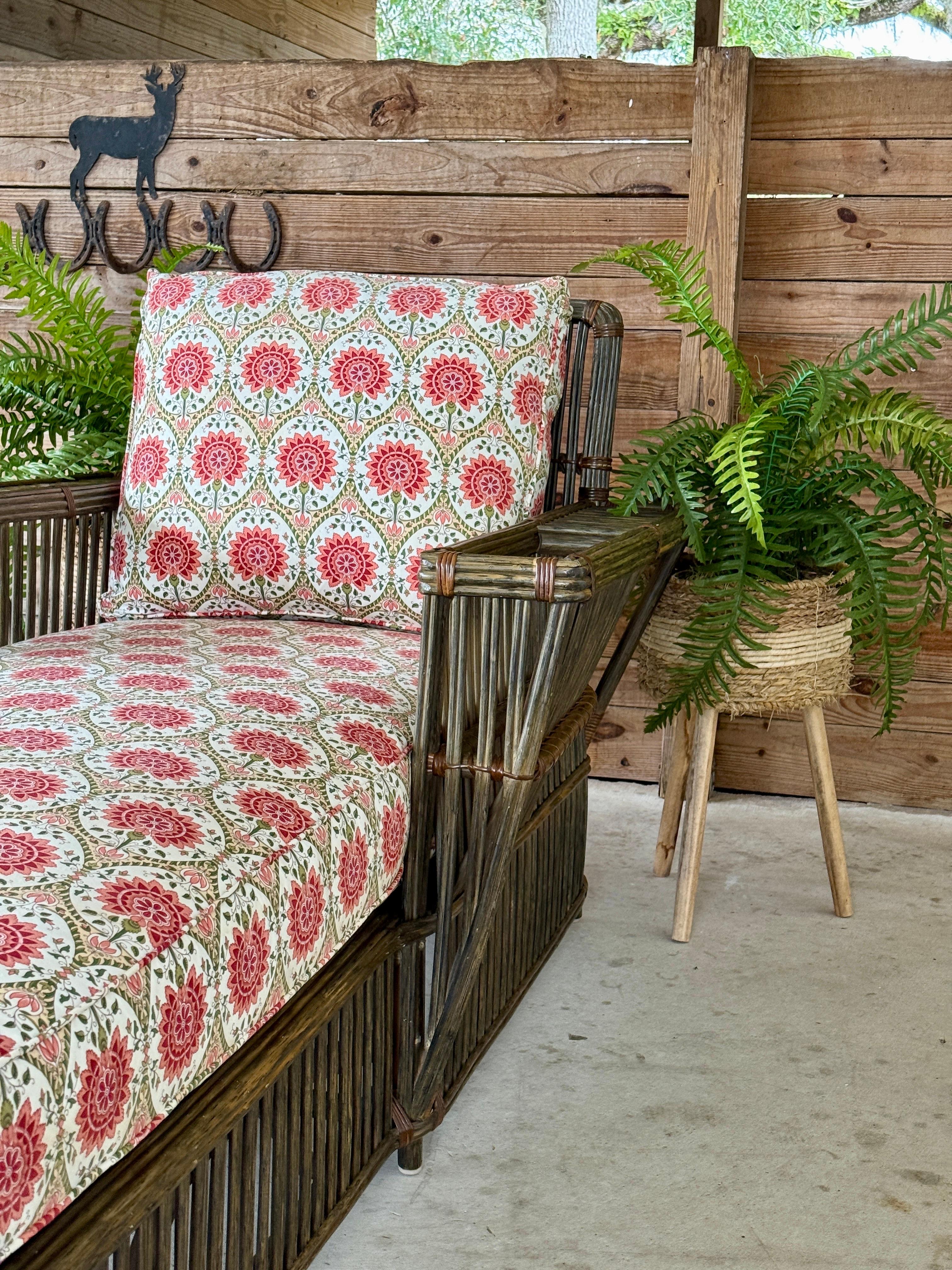 Late 20th Century Organic Modern Stick Rattan Chaise Lounge by Bielecky Brothers For Sale 5