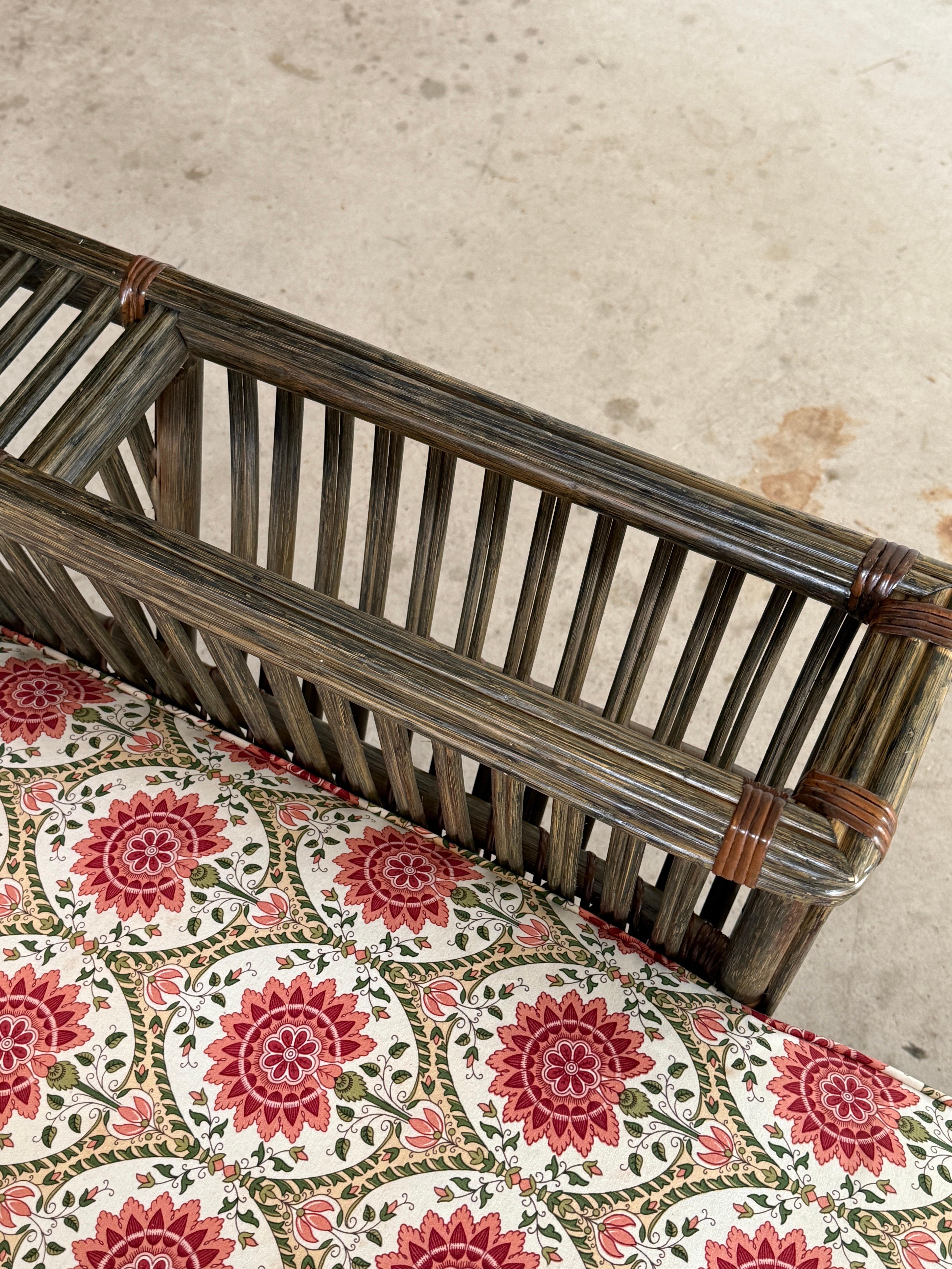 Late 20th Century Organic Modern Stick Rattan Chaise Lounge by Bielecky Brothers For Sale 2