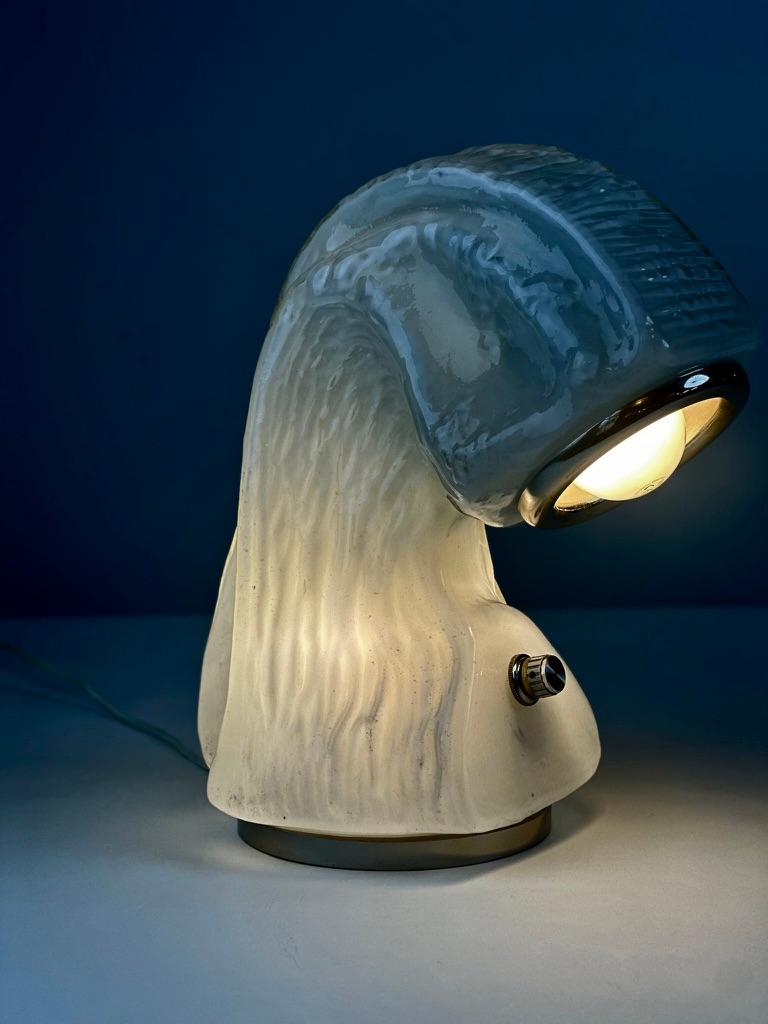 italien Lampe de table en verre à effet d'écorce Osso de la fin du XXe siècle par Carlo Nason pour Mazzega en vente