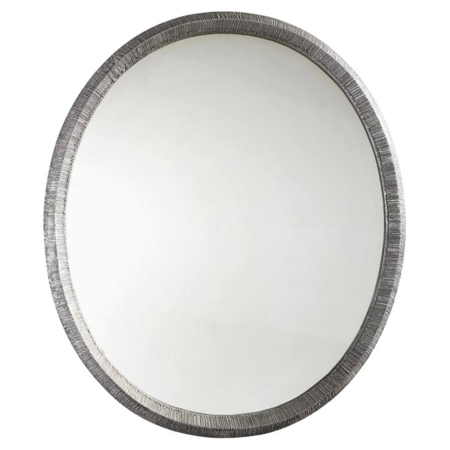 Late 20th Century Oval Aluminum Cast Mirror by Lorenzo Burchiellaro For Sale