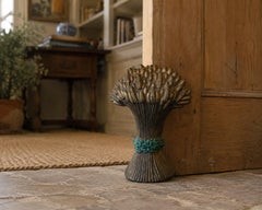 Late 20th Century Painted Cast Iron Wheat Sheaf Doorstop