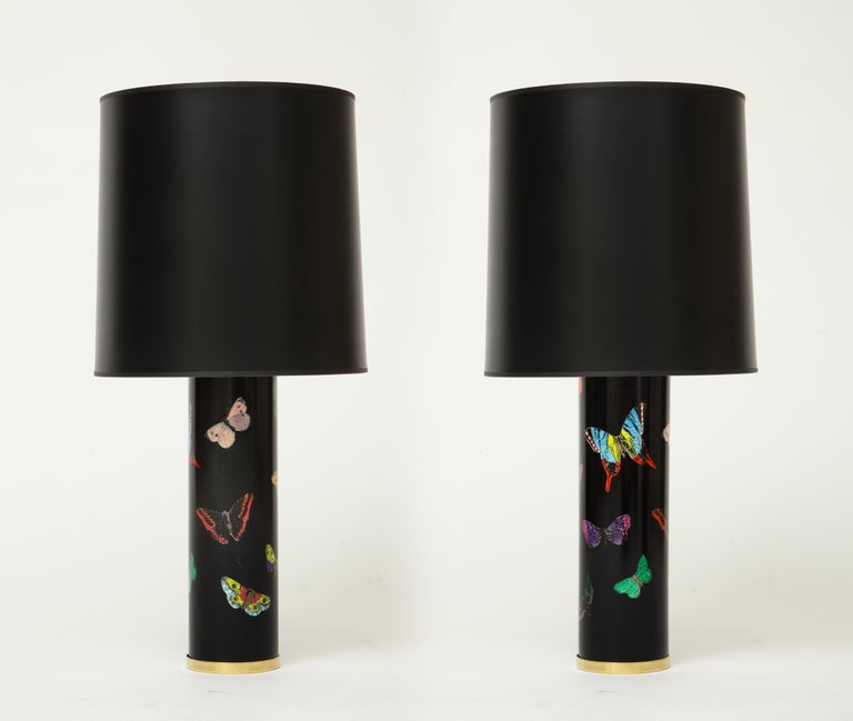 Late 20th Century Pair Of Fornasetti Black Farfalle Butterfly Table Lamps Italy At 1stdibs