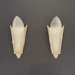 Late-20th Century Pair Genet et Michon Style Art Deco Wall Sconces France