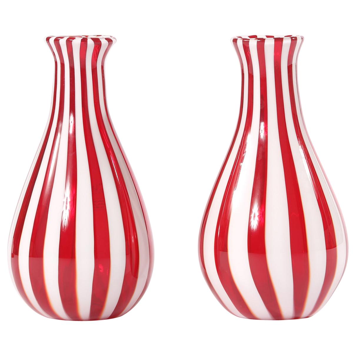 Late 20th Century Pair Murano Glass Vases / Pieces For Sale