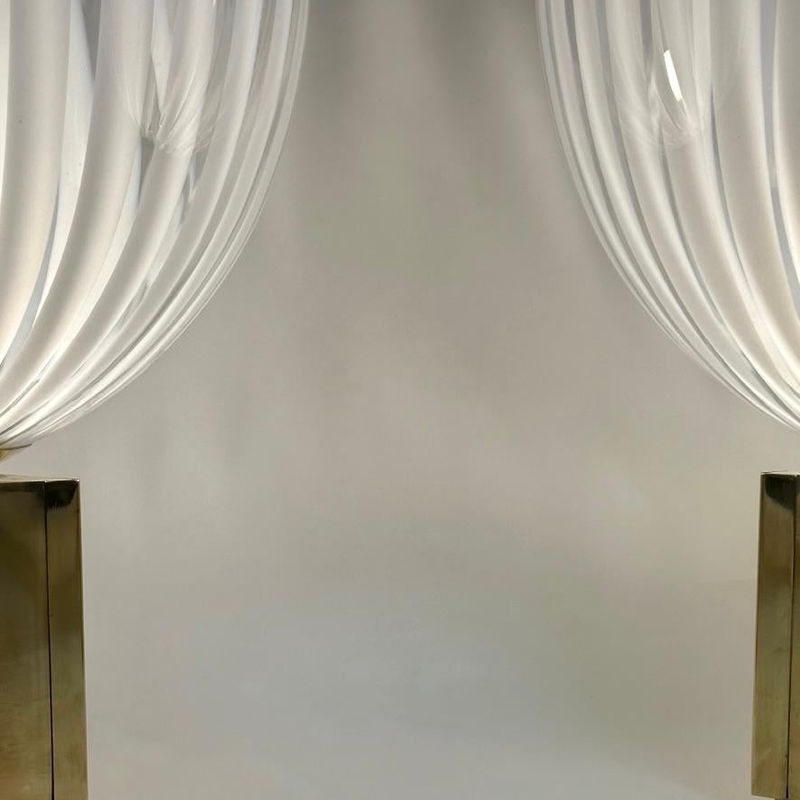 Paar Tischlampen aus Messing und gestreiftem weißem Murano-Kunstglas aus dem späten 20. Jahrhundert im Angebot 4