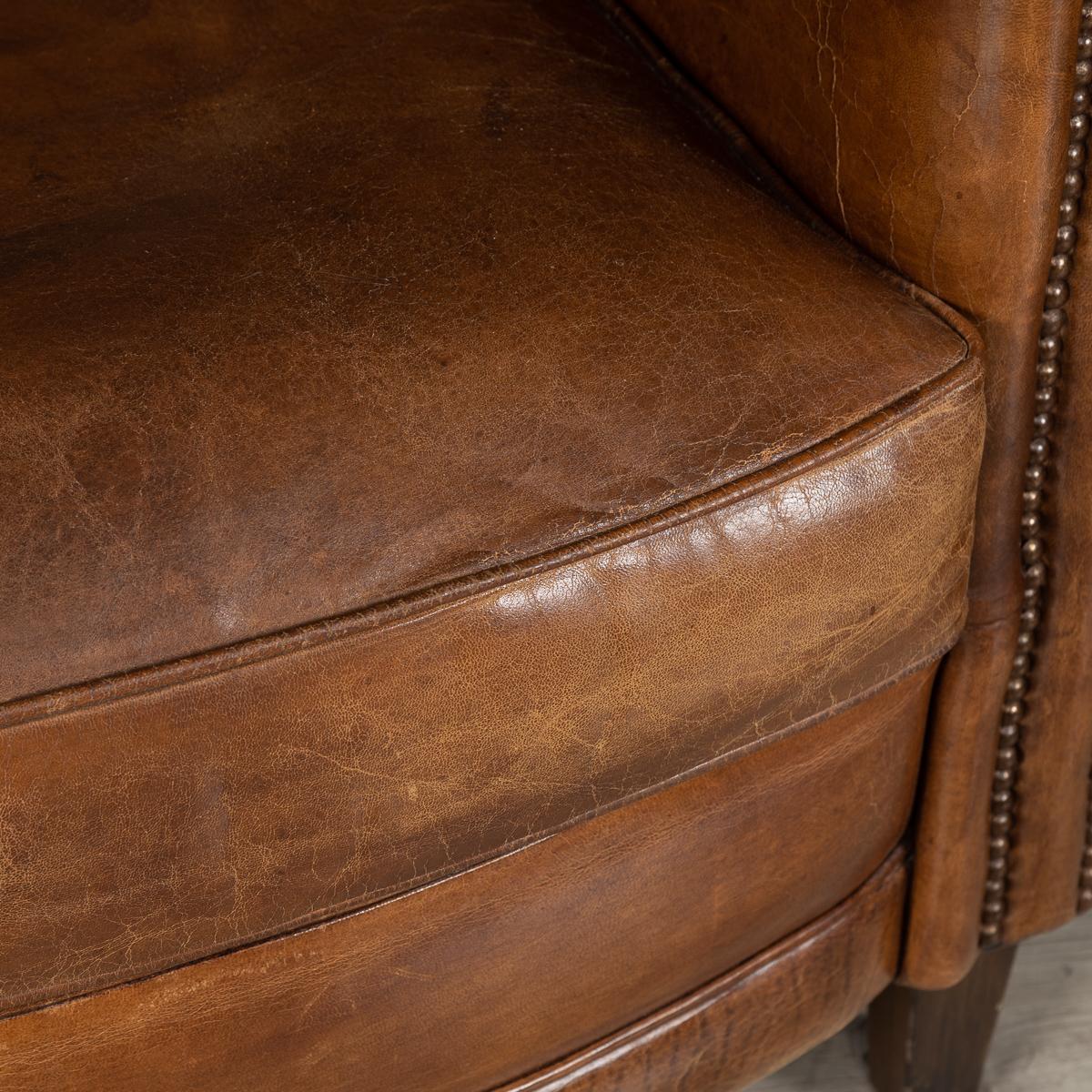 Late 20th Century Pair of Dutch Sheepskin Leather Club Chairs 7