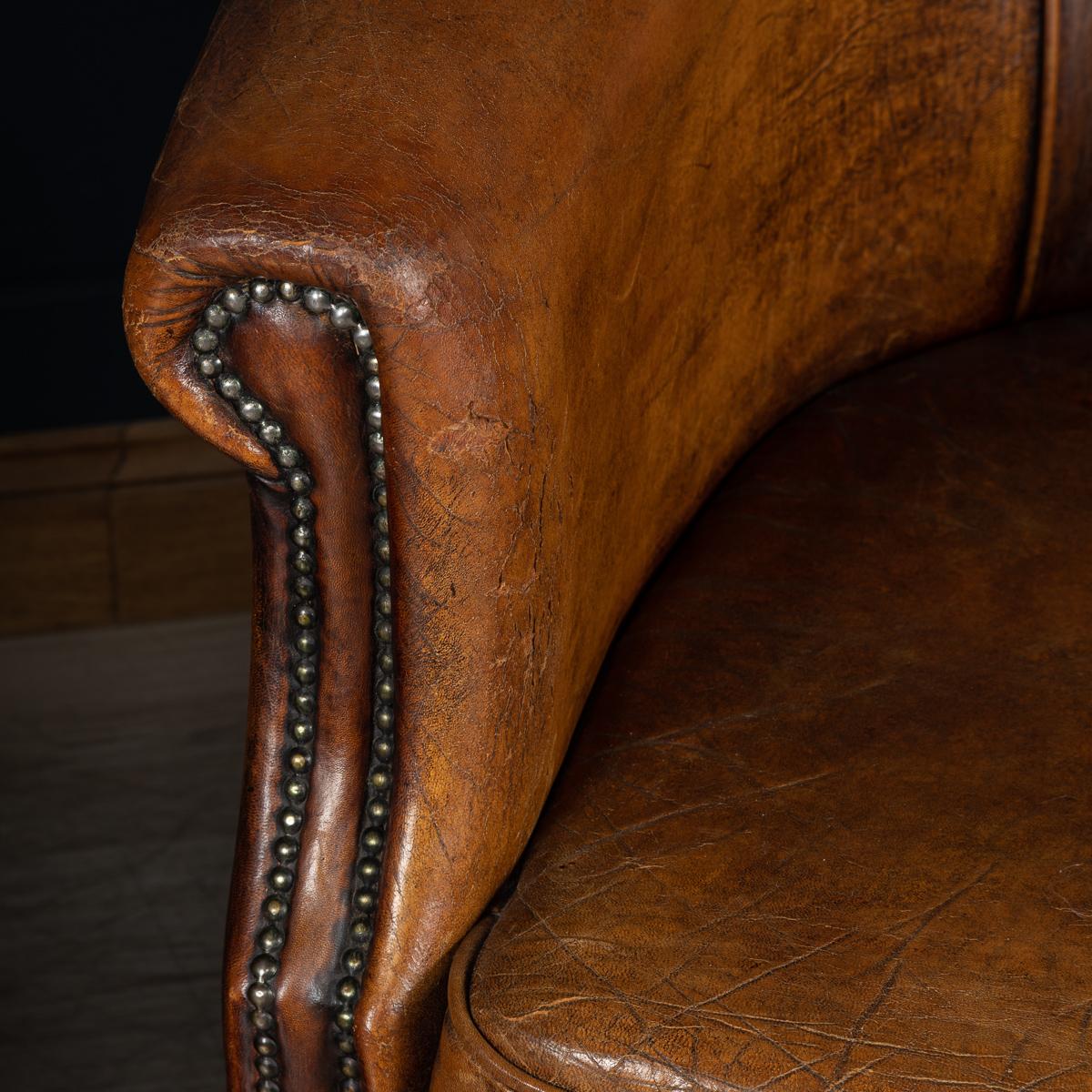 Late 20th Century Pair of Dutch Sheepskin Leather Club Chairs 10