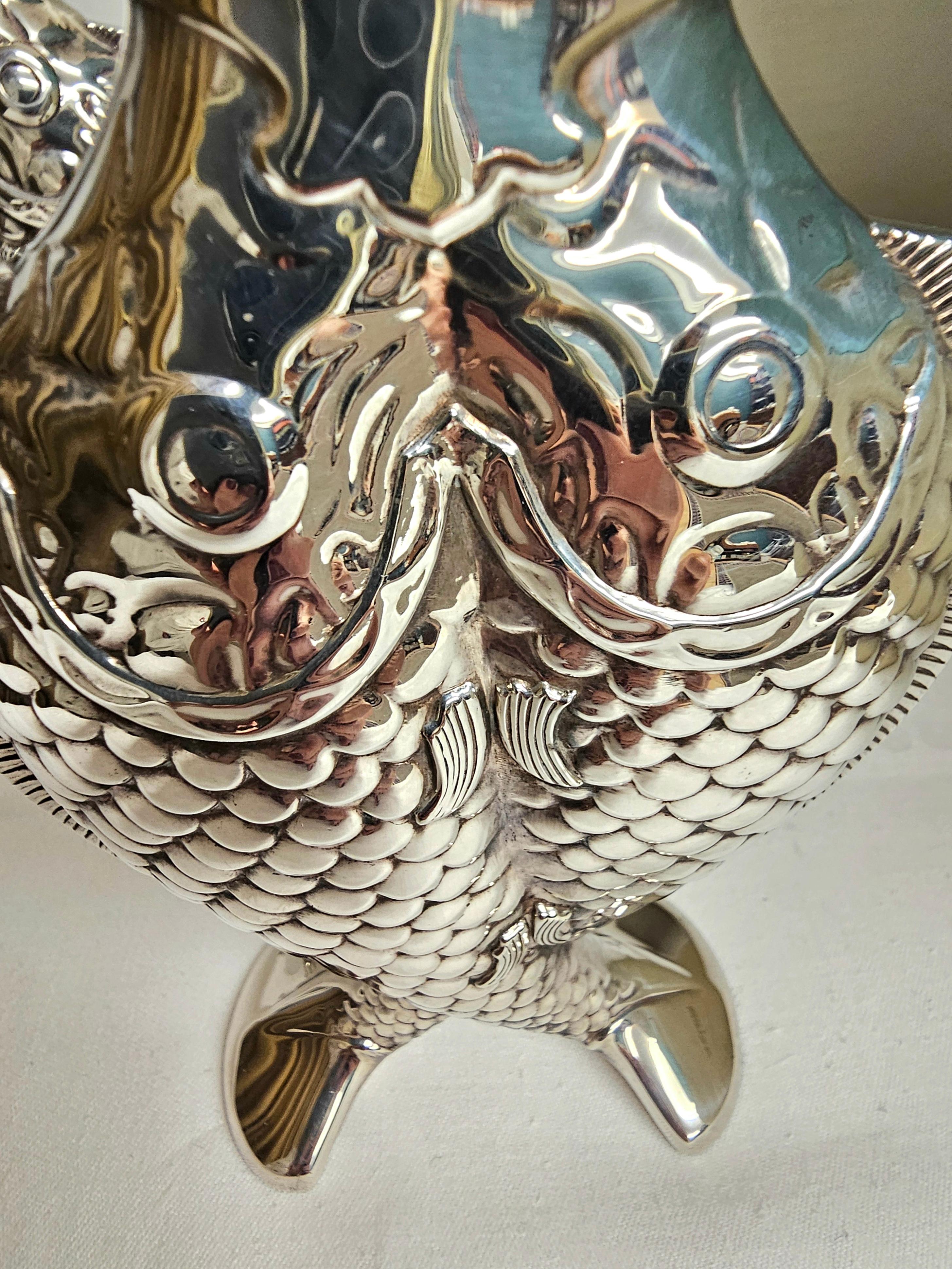 French Late 20th Century Pair of Fish Vases Christofle For Sale