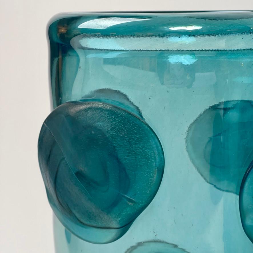 Late 20th Century Pair of Light Blue Murano Art Glass Vases by Costantini In Good Condition For Sale In Firenze, Tuscany