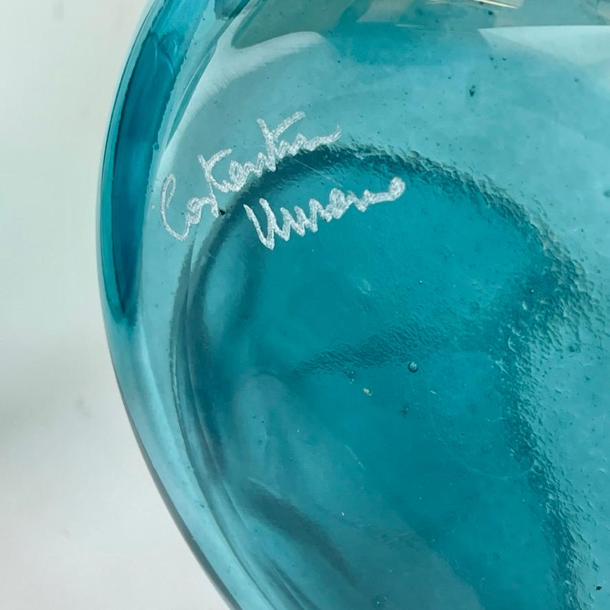 Verre de Murano Paire de vases en verre d'art de Murano bleu clair par Costantini, fin du 20e siècle en vente