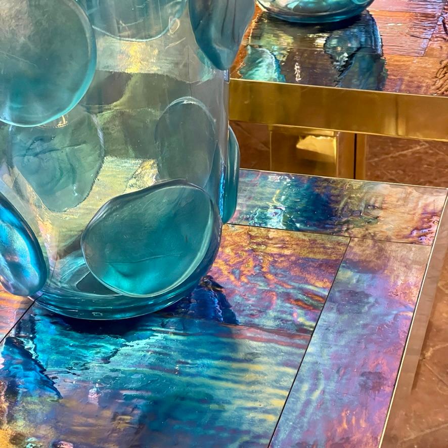 Paire de vases en verre d'art de Murano bleu clair par Costantini, fin du 20e siècle en vente 1