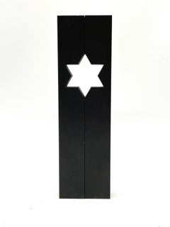 Late 20th Century Pair of Machined Metal Candlesticks by Zelig Segal