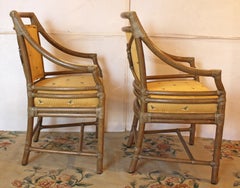 Late 20th Century Pair of McGuire "Target" Back Arm Chairs
