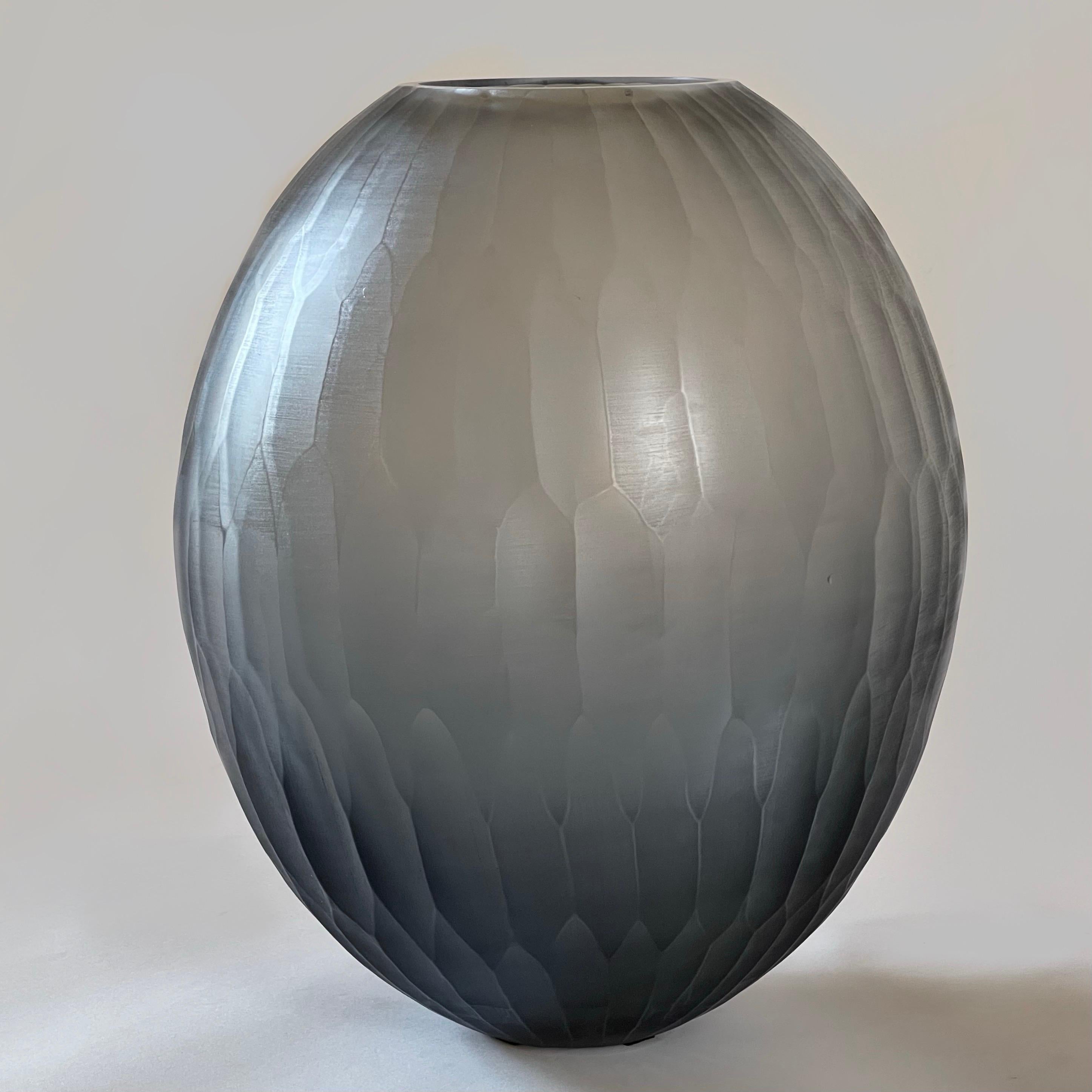 Italian Late 20th Century Pair of Sculptural Gray Murano Glass Vases For Sale