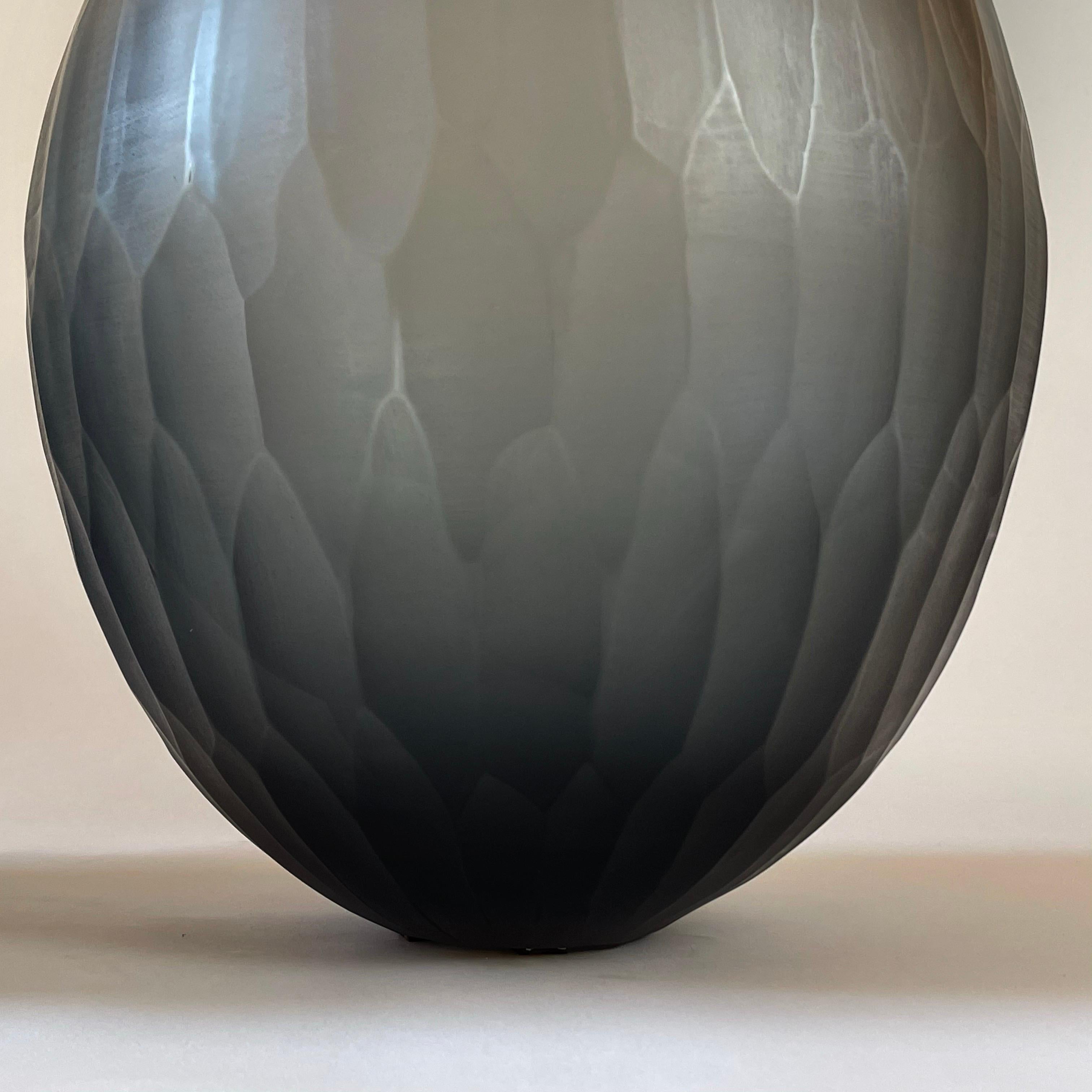 Late 20th Century Pair of Sculptural Gray Murano Glass Vases For Sale 1