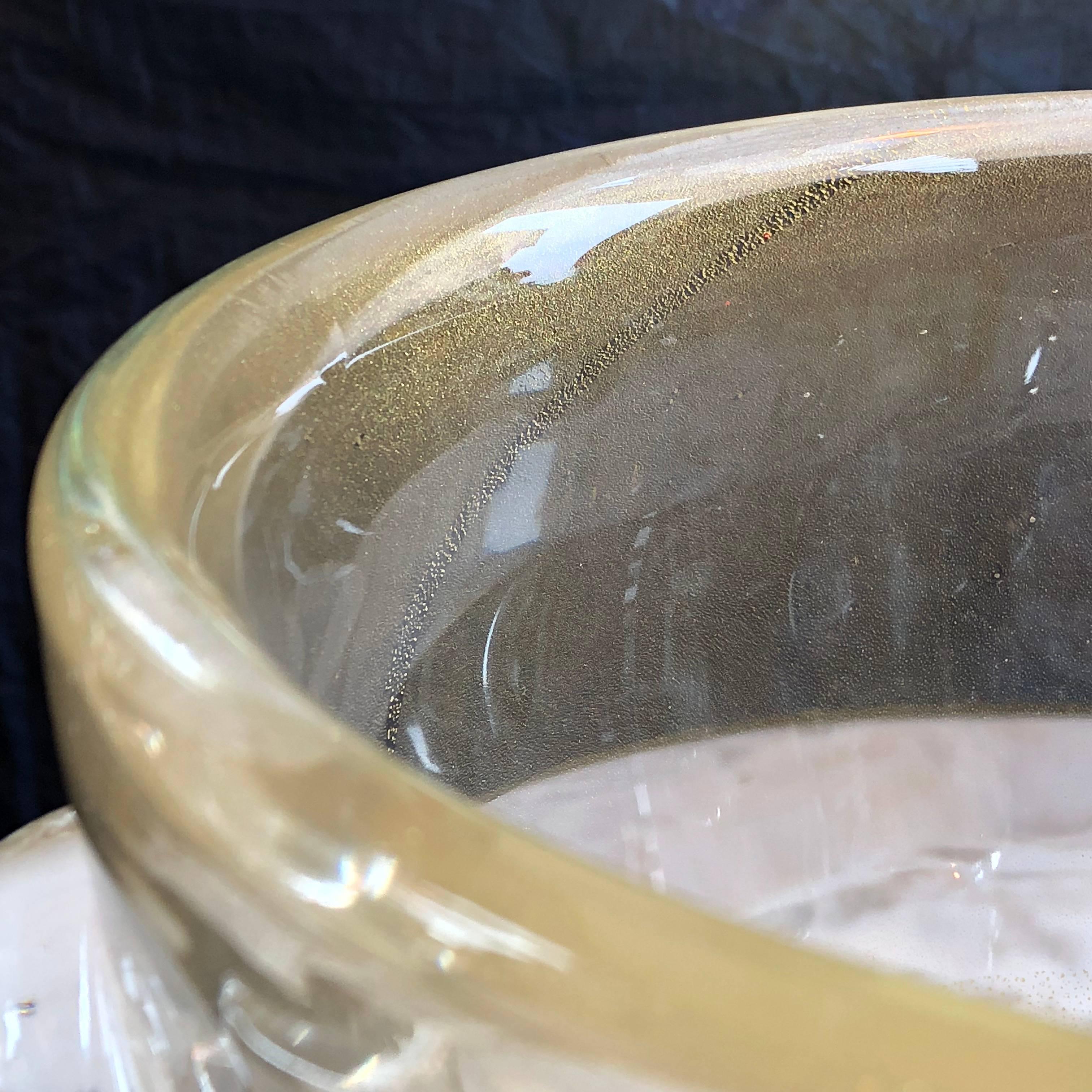 Mid-Century Modern Paire de vases en verre de Murano transparents et dorés de la fin du XXe siècle par Costantini