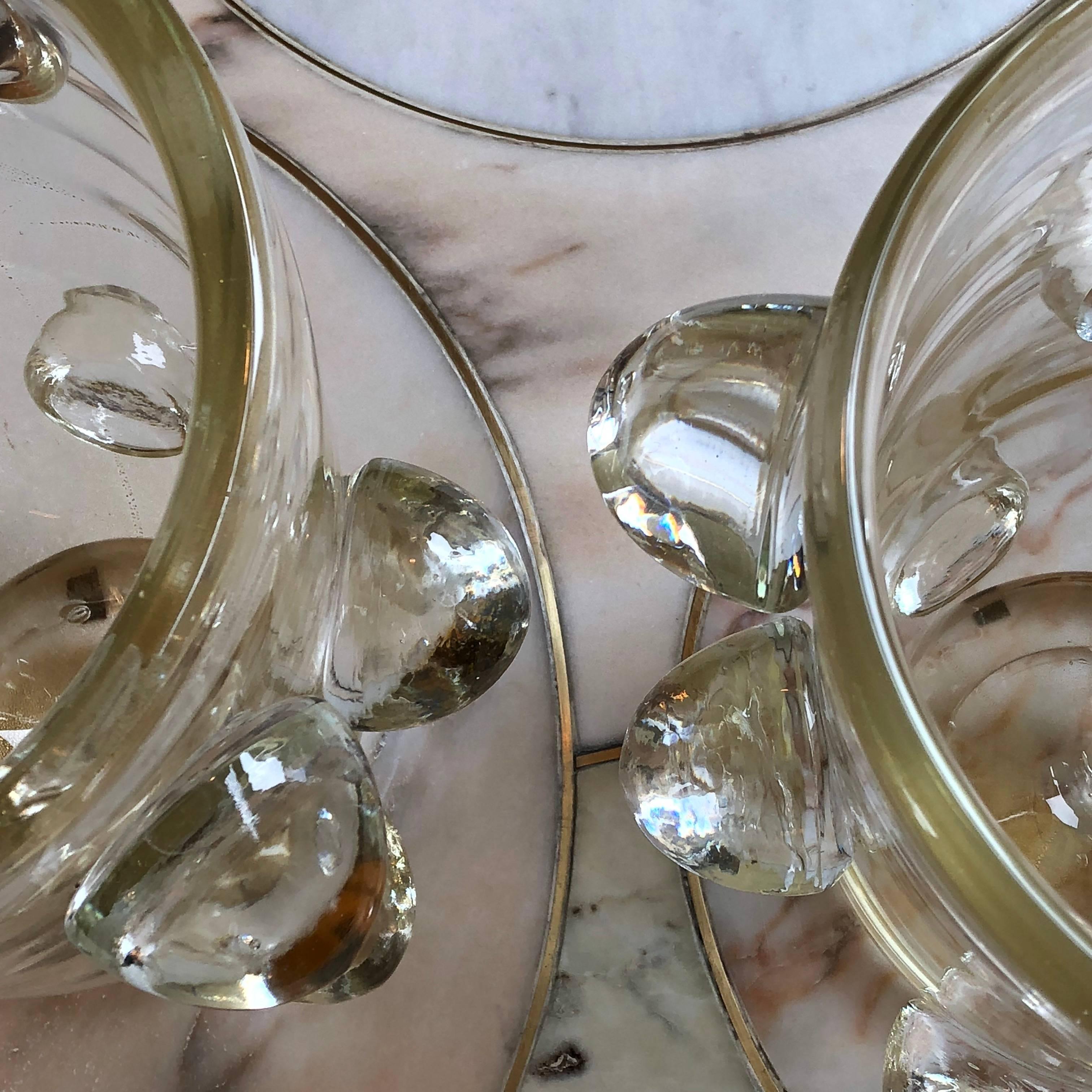 italien Paire de vases en verre de Murano transparents et dorés de la fin du XXe siècle par Costantini